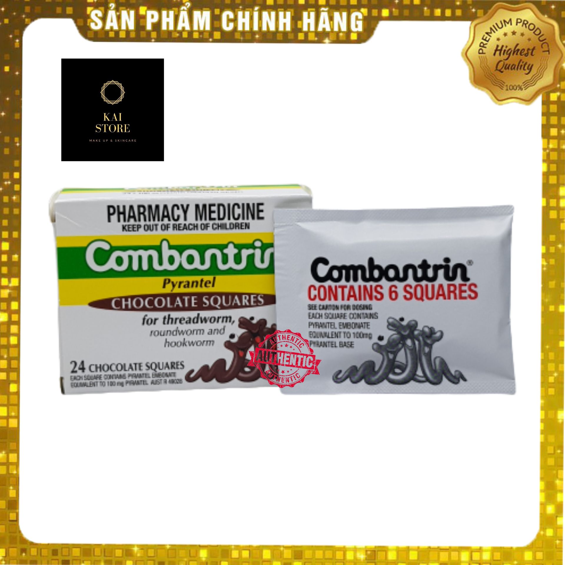 Tẩy Giun Socola Úc Combantrin - VỈ 6 VIÊN