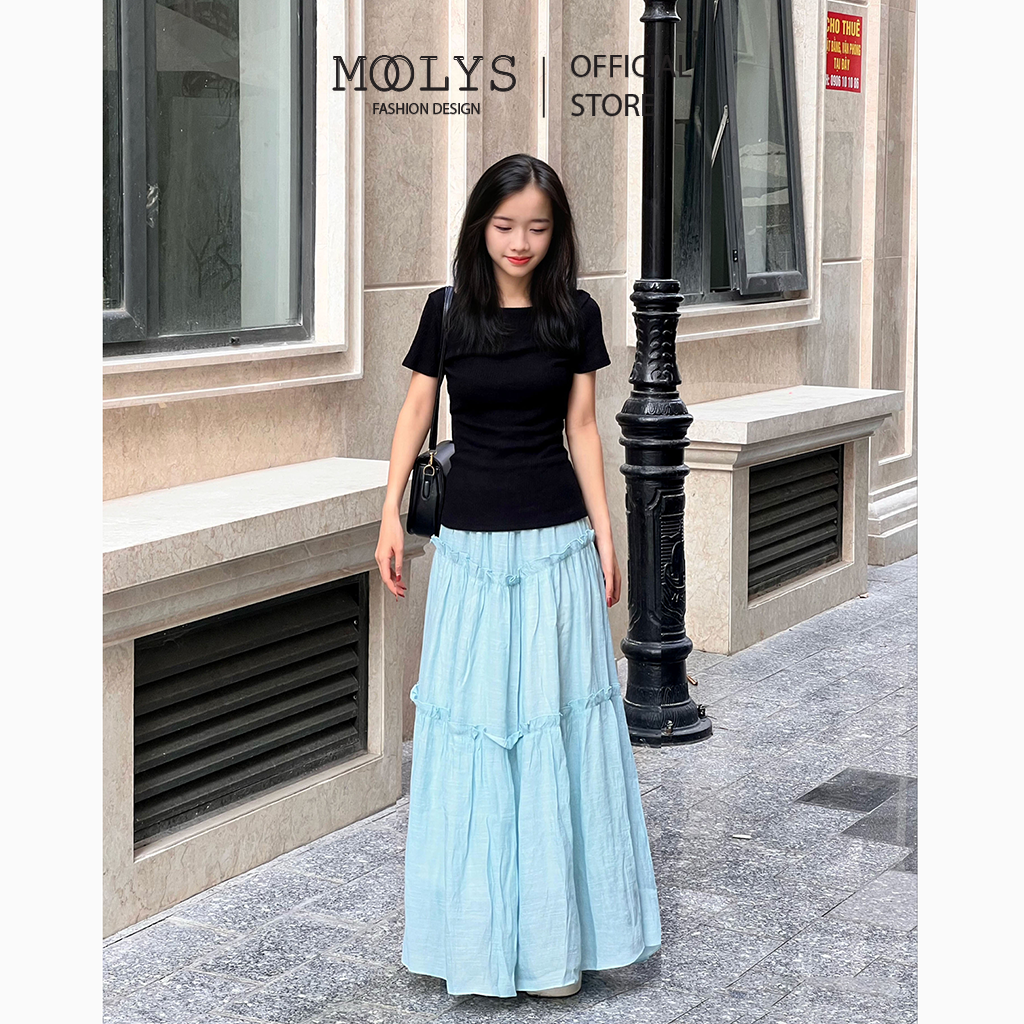 Chân váy xoè hoa nhí moolys dáng dài 3 tầng mk003