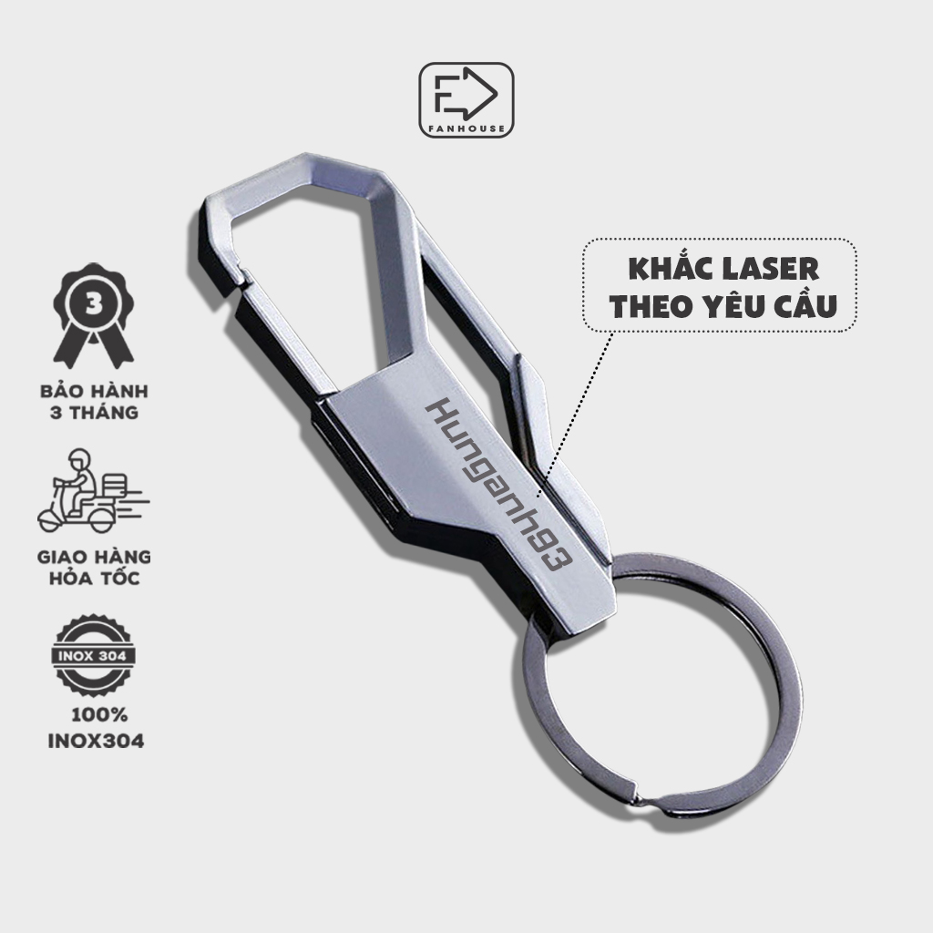 Móc khoá chống gỉ bền mãi theo năm tháng Fan House khắc tên, sdt theo yêu cầu , móc chìa khóa ô tô đẹp