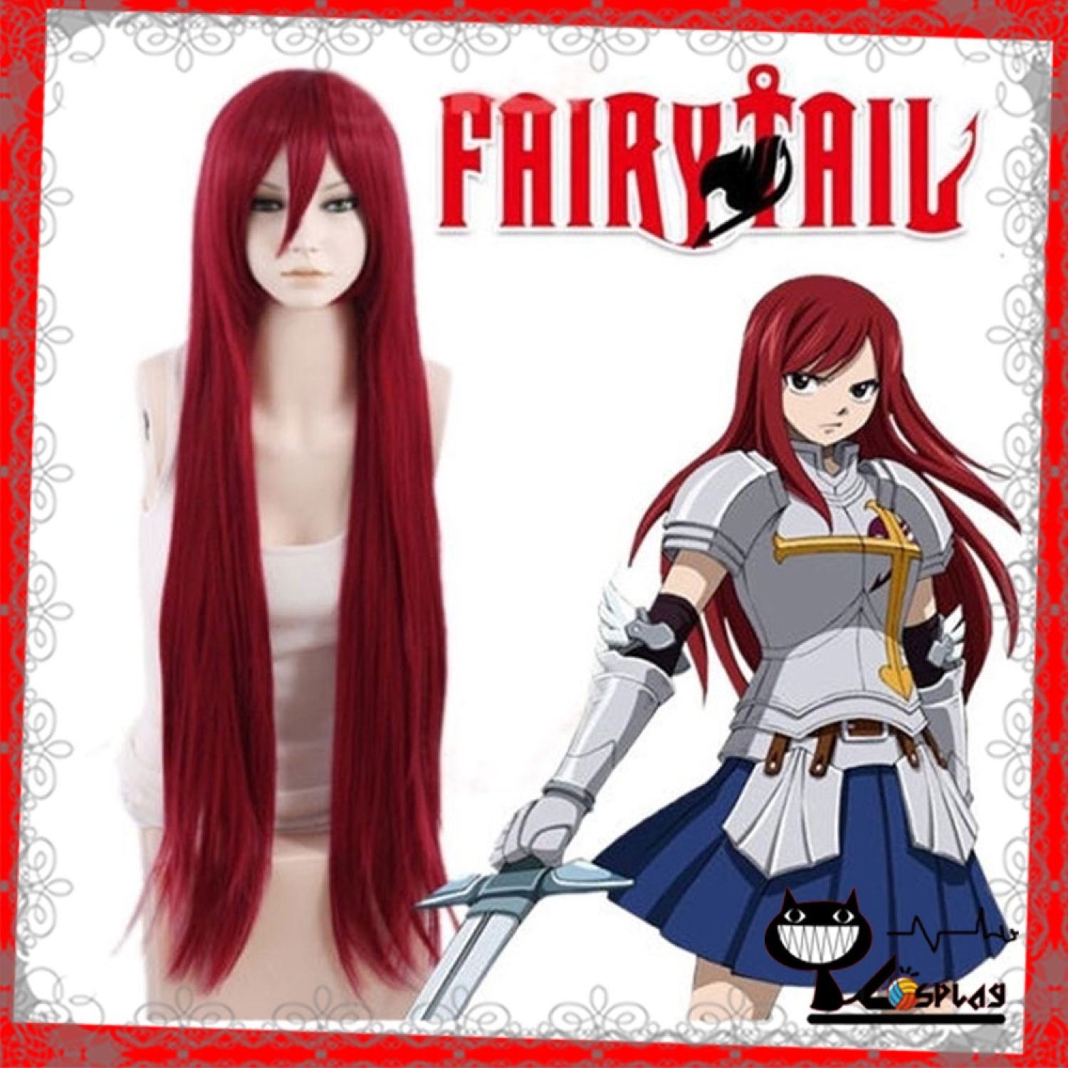 Sẵn Wig tóc giả cosplay Erza Scarlet - Fairy Tail màu đỏ rượ Miu Cosplay