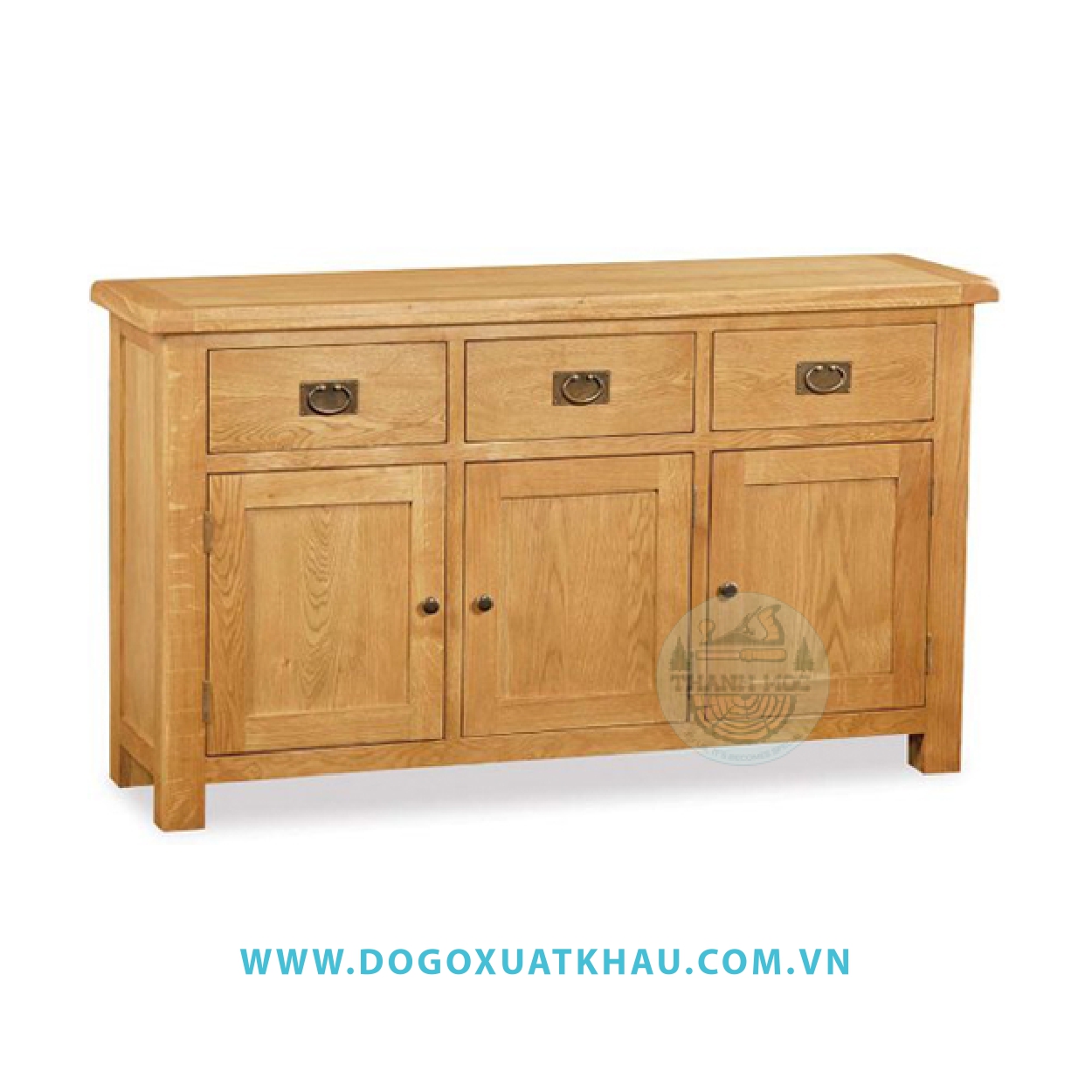 Tủ sideboard 3 ngăn kéo 3 cửa gỗ sồi xuất khẩu