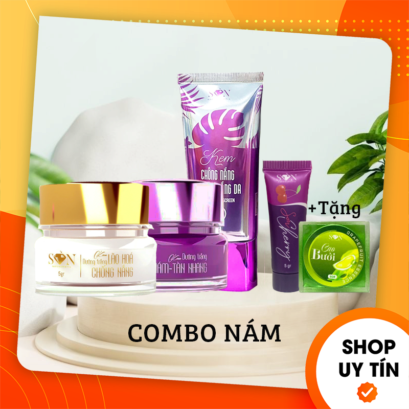 Combo face giảm nám trắng tím son cosmetic + kem chống nắng son cosmetic kèm quà