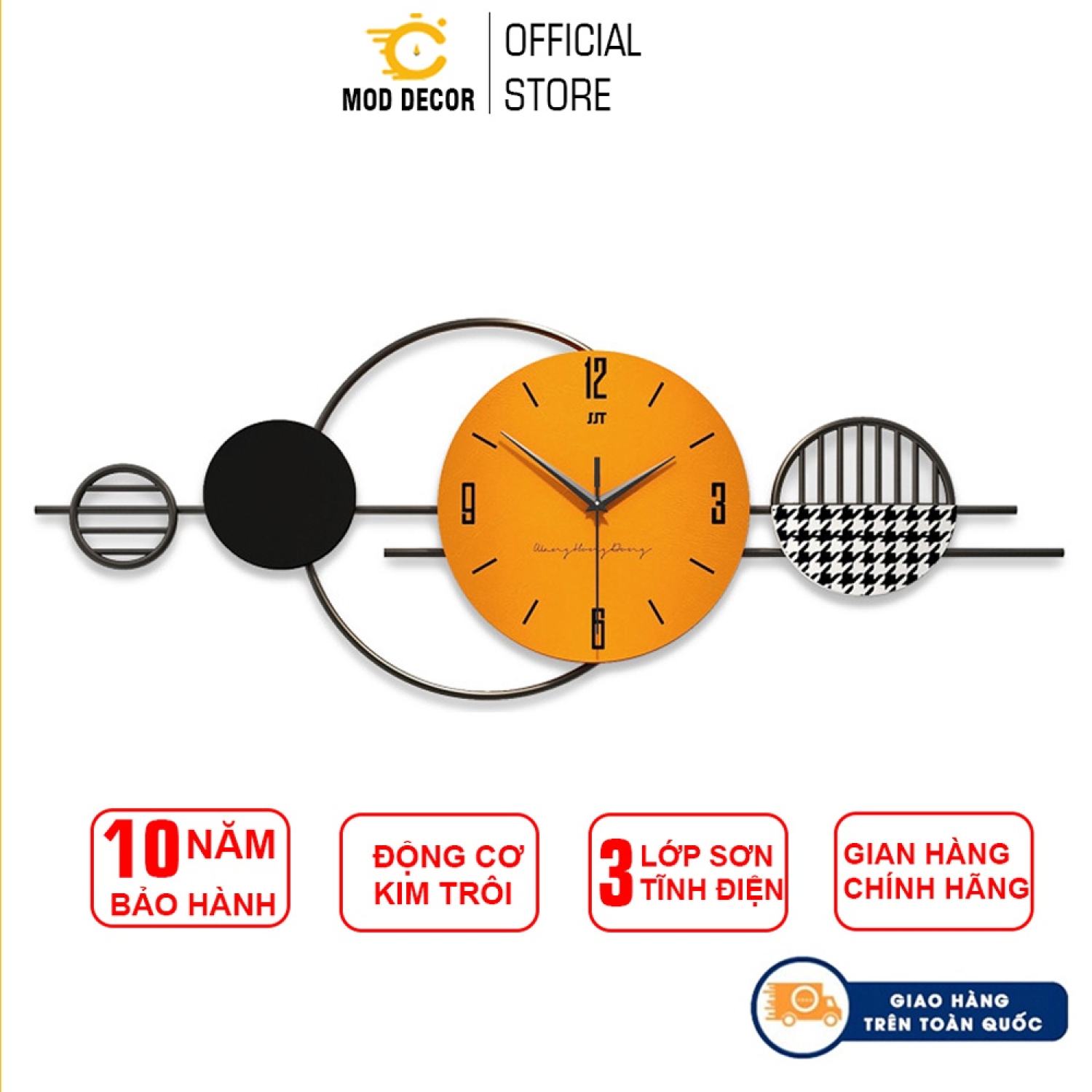 Đồng hồ treo tường trang trí công phượng, tráng gương MOD Decor, Lianzhang JJT mã 21213