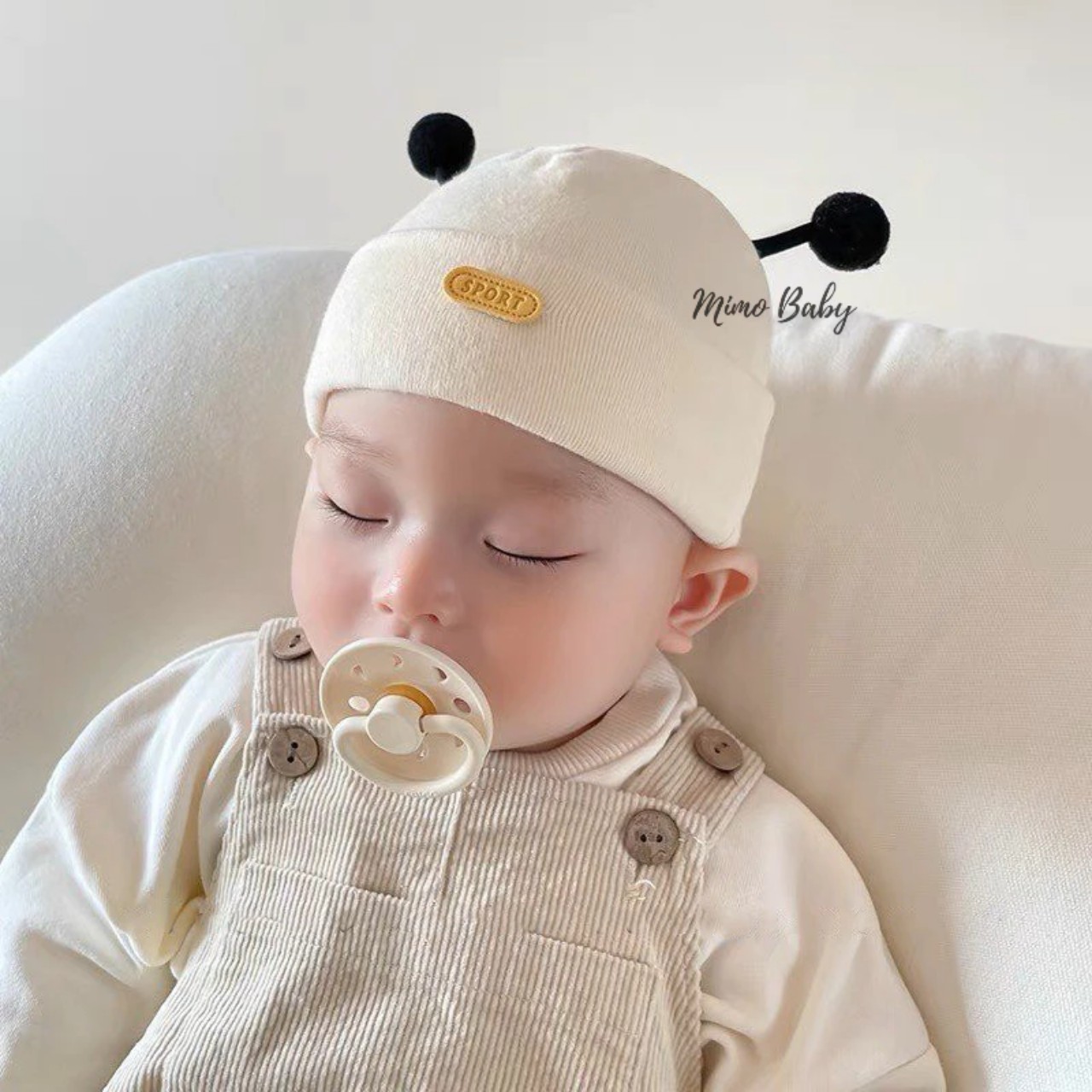 Mũ cotton cho bé sơ sinh từ 0-6 tháng tuổi hình con ong , mũ che thóp cho bé trai bé gái Ms23