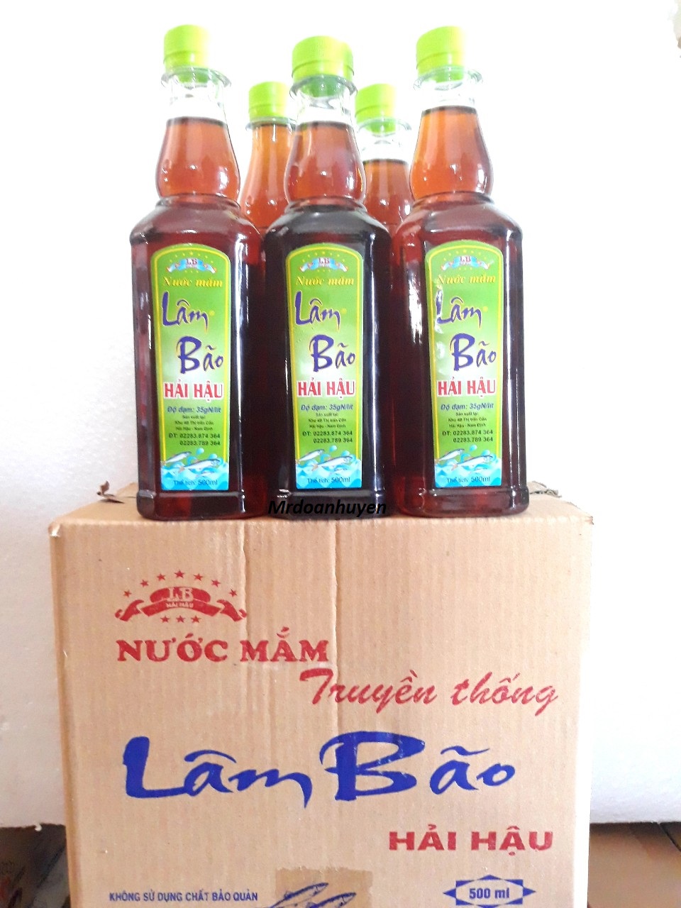Thùng 8 Chai 500ml Nước Mắm Lâm Bão Nắp Xanh Độ Đạm 35gN/ Lít