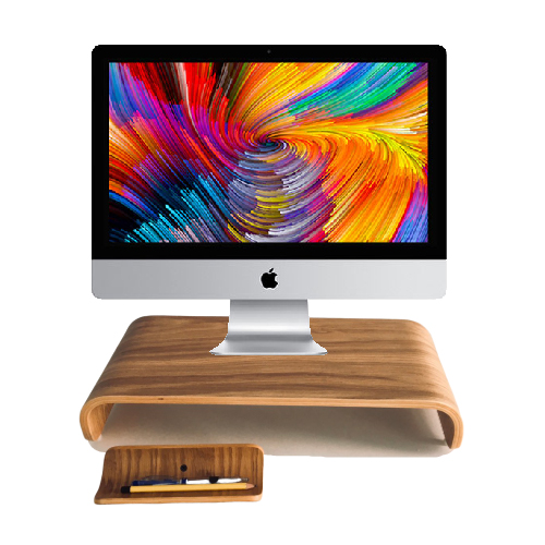 [HCM]Combo Kệ Màn Hình Uốn Cong Kết Hợp Khay Đựng Bút - Màu Sồi