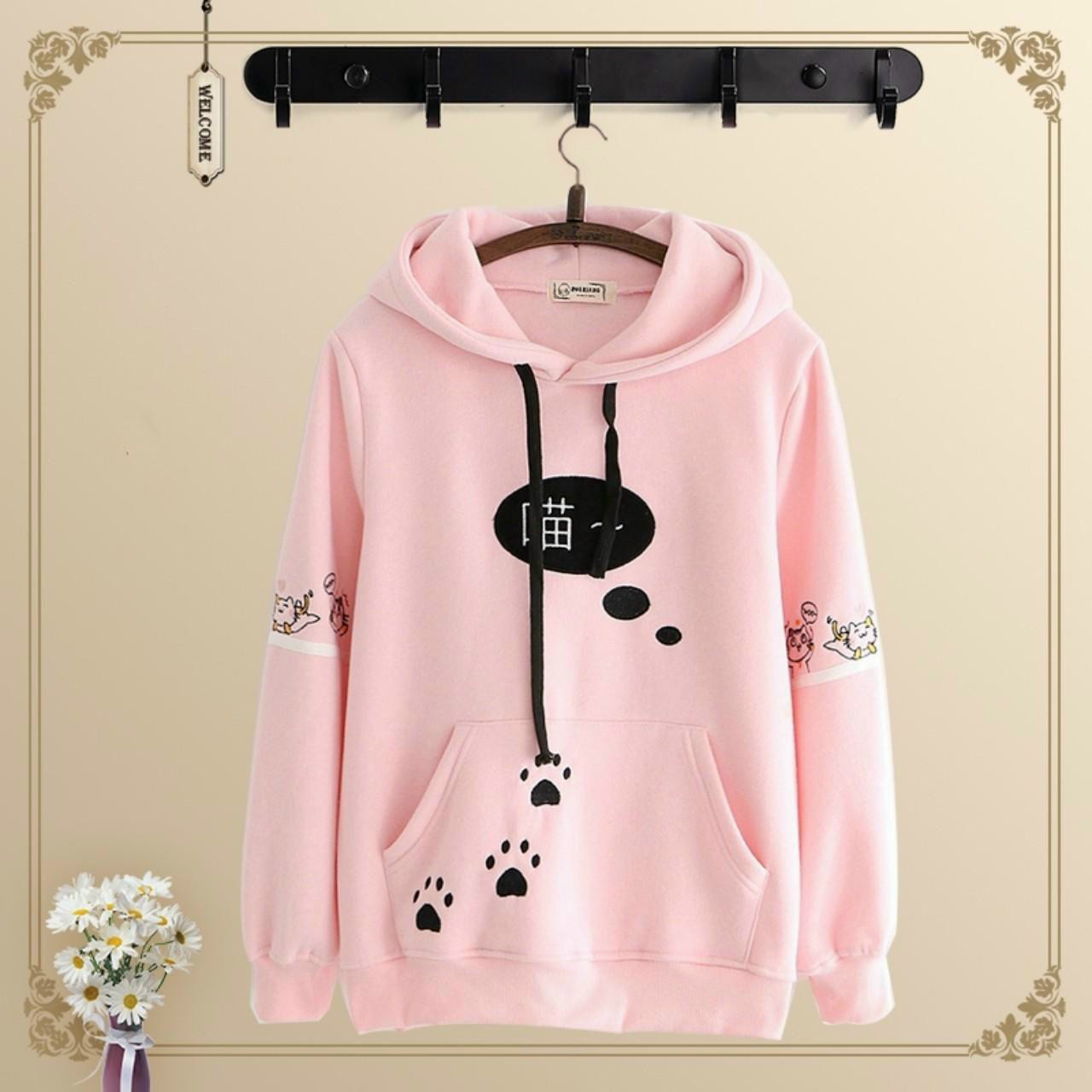 ÁO NỈ HOODIE NAM NỮ HỌA TIẾT DẤU CHÂN MÈO ĐÁNG YÊU CHẤT VẢI DÀY MỊN THỜI TRANG THU ĐÔNG XỊN SÒ TTT