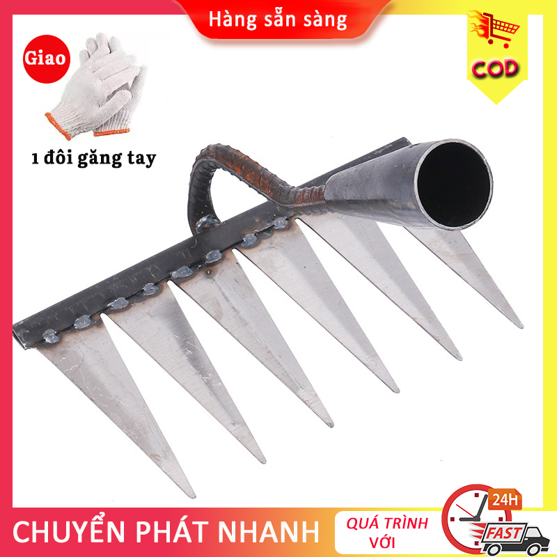 Cây cào đất nông nghiệp làm cỏ đất nông nghiệp cây cào sắt dụng cụ làm vườn tay cầm dài