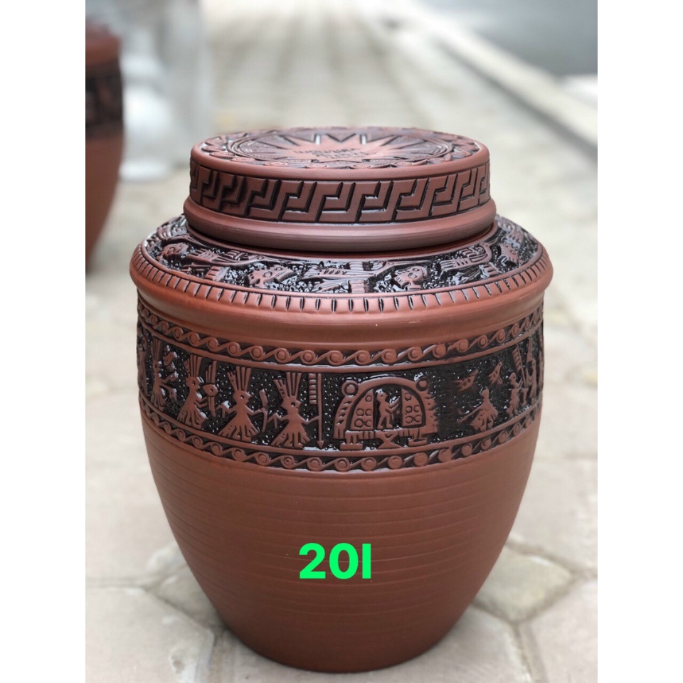 Chum bát tràng 20 lít, chum sành trống đồng đựng gạo, ngâm rượu 20 lít