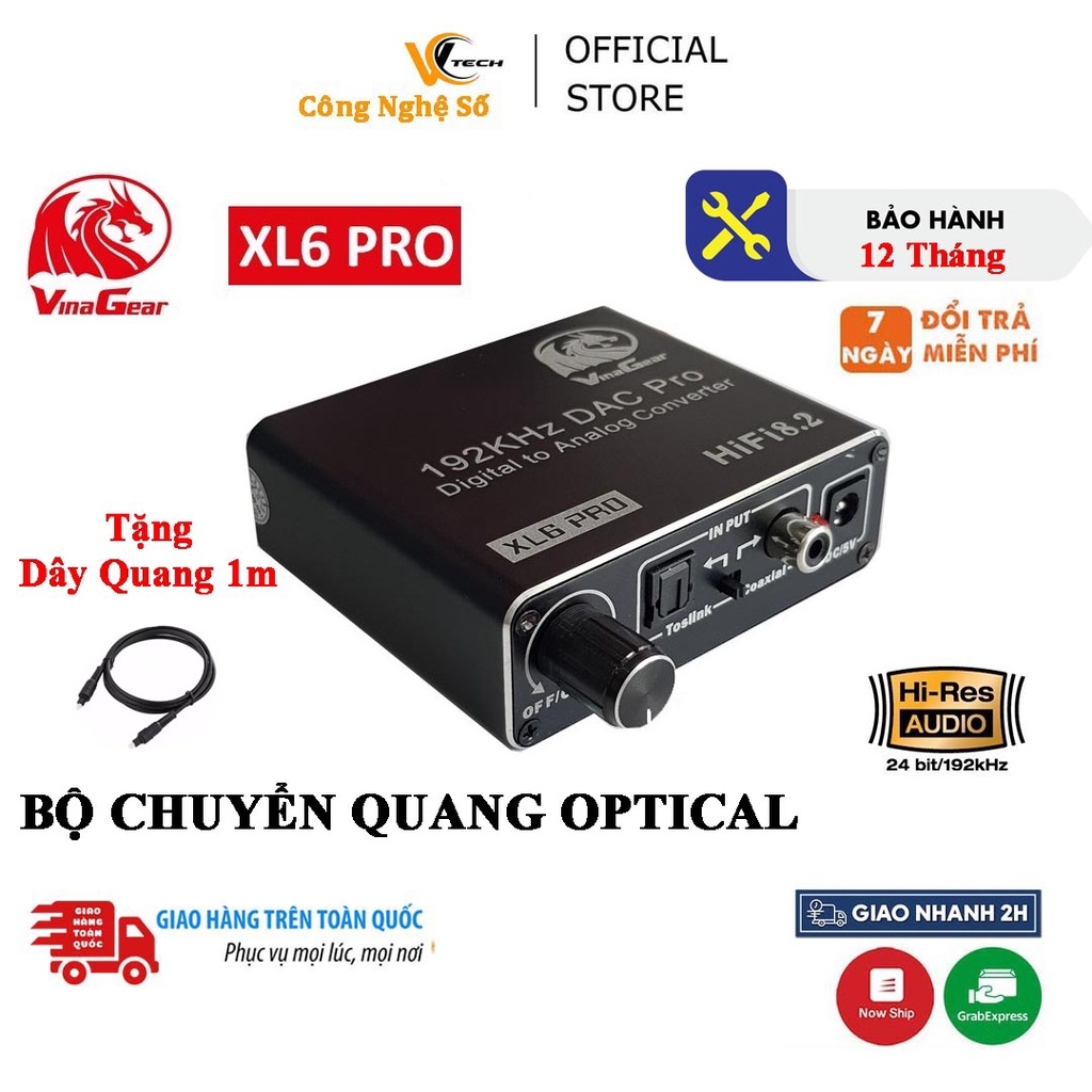 Bộ Chuyển Đổi Âm Thanh Quang Vinagear XL6 PRO - Digital to Analog DAC Mixer 2019 kèm dây quang 4mm