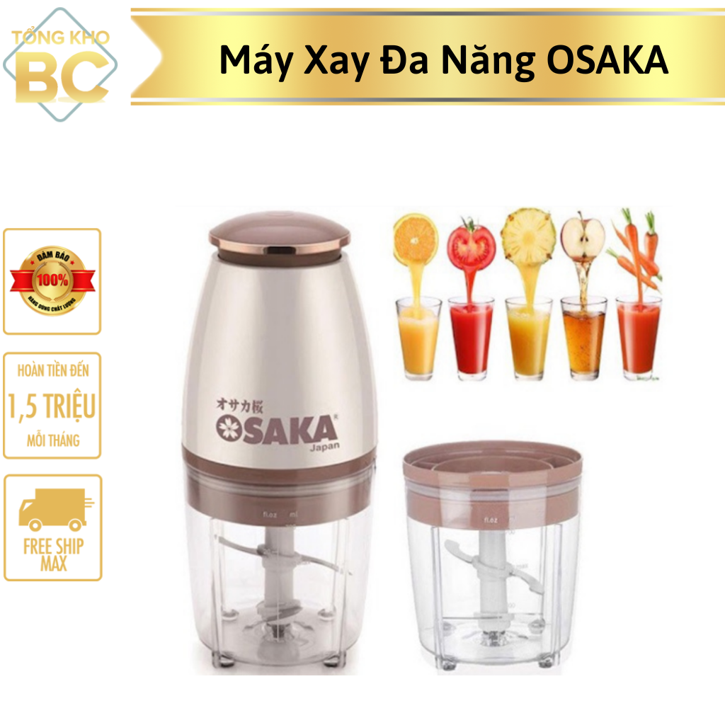 Máy Xay Sinh Tố Đa Năng Xay Thịt Hoa Quả Rau Củ Mẫu Mới OSAKA Nhật Bản 2 Lưỡi Dao Cao Cấp, Máy Xay Mini Cầm Tay Đa Năng Tiện Lợi