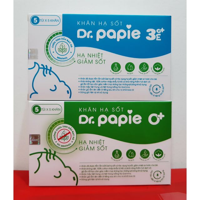 KHĂN LAU HẠ SỐT DR.PAPIE ( giúp bé hạ sốt nhanh và hiệu quả )