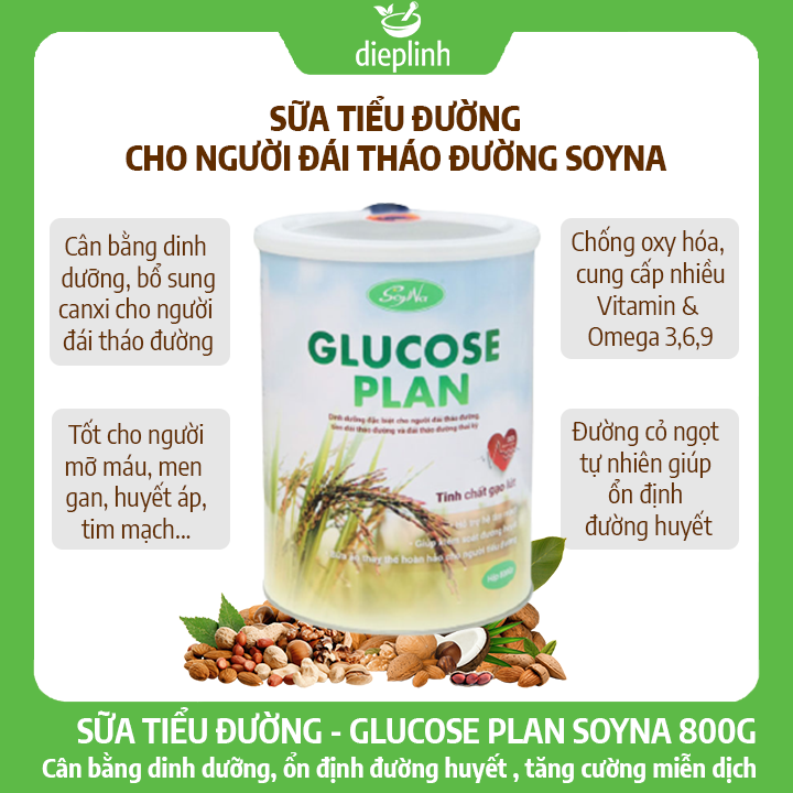 Sữa tiểu đường glucose plan soyna - ổn định đường huyết, giảm mỡ máu, huyết áp, tim mạch cho người đái tháo đường, tiền đái tháo đường, đái tháo đường thai kỳ