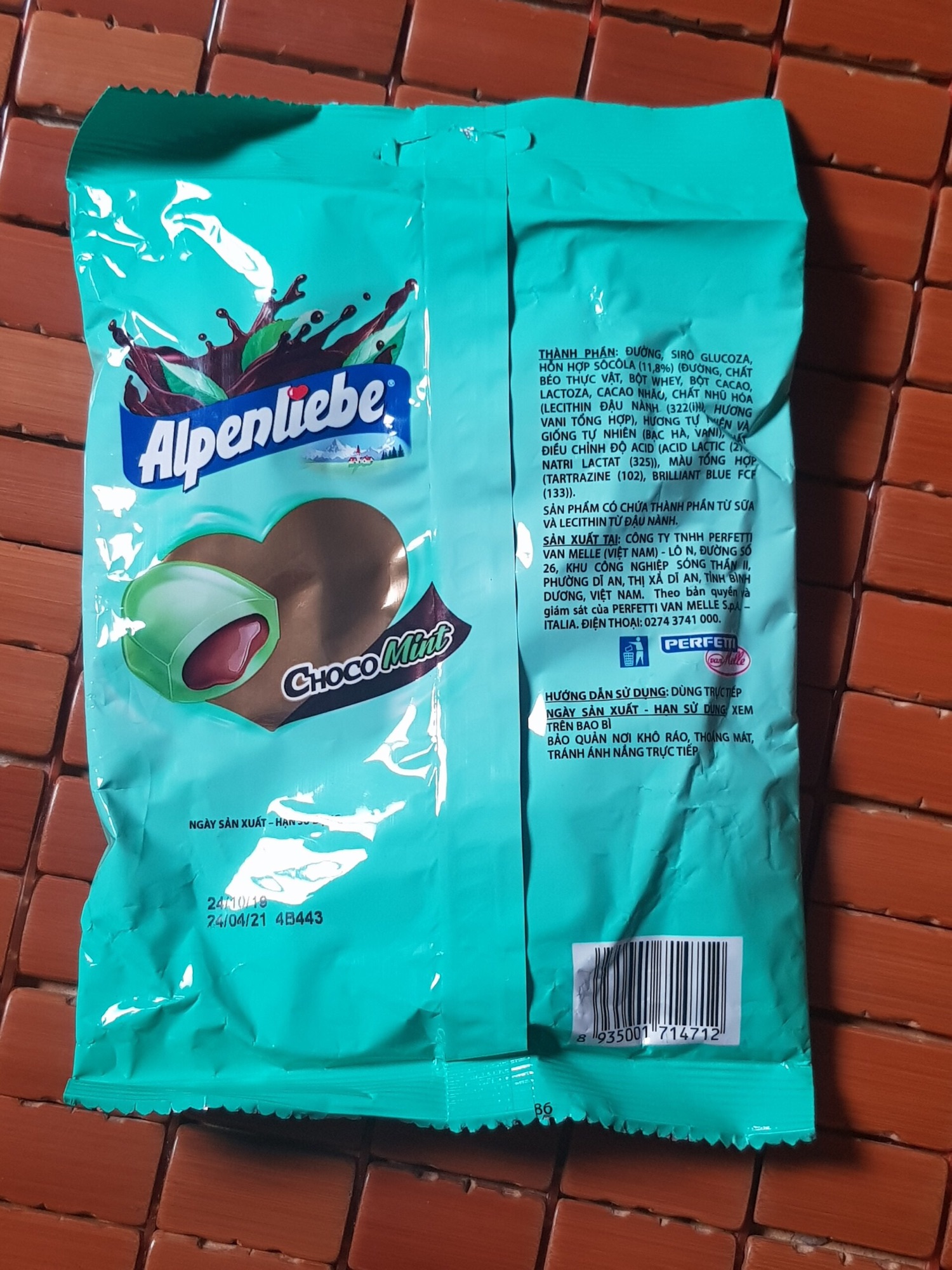 Kẹo Alpenlibe Hương Bạc Hà Nhân Sôcôla 25 viên