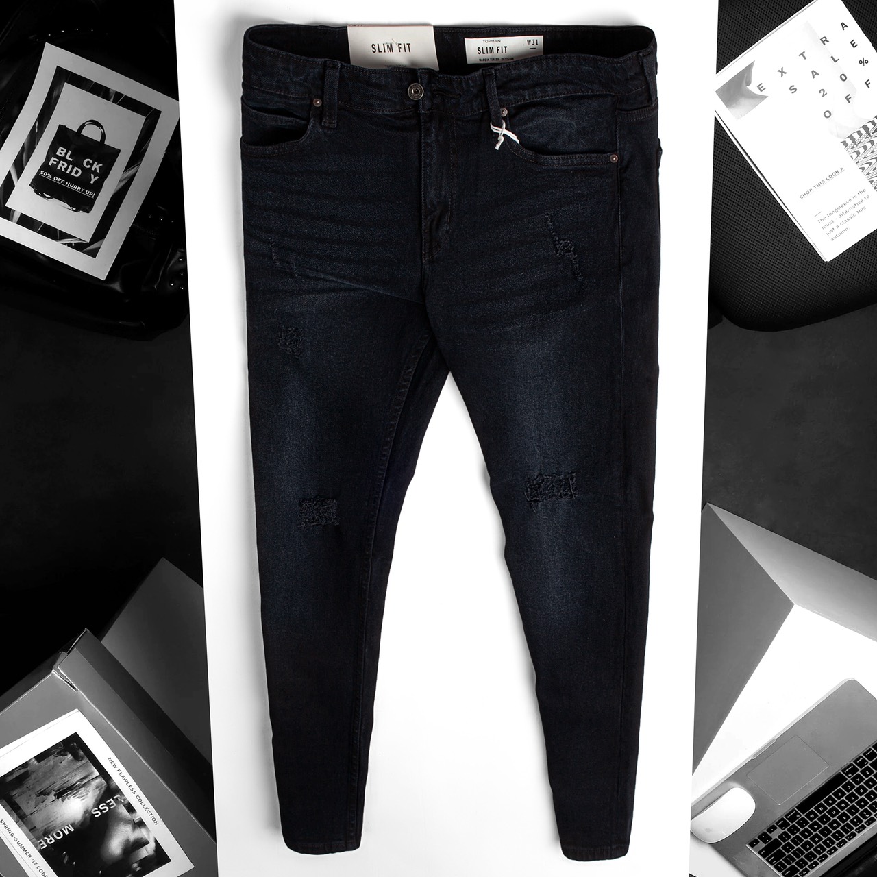 Quần jeans nam TOPMAN Slimfit T01 Cao Cấp (Vải denim co dãn, ống ôm nhẹ, ảnh thật)