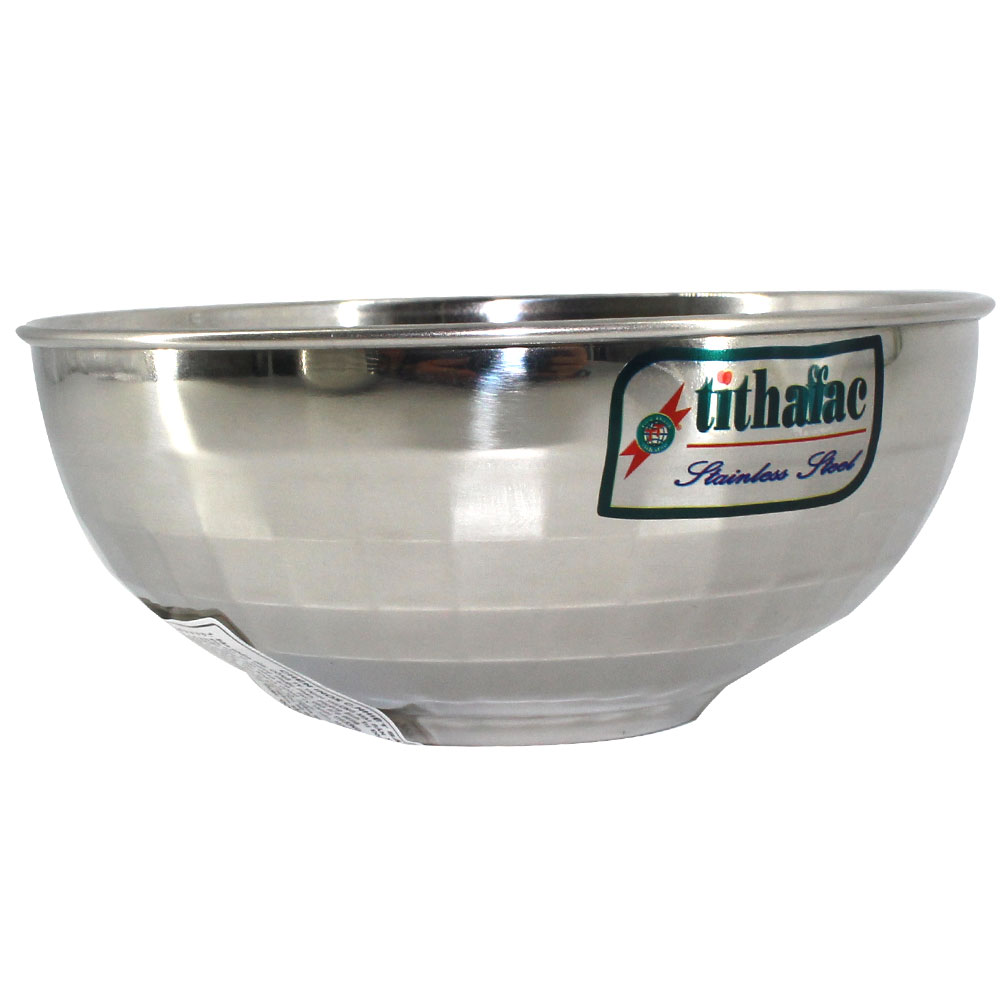 Chén Inox Kim Cương Cách Nhiệt 2 lớp Có Vân cho bé tập ăn đường kính 11 cm Tithafac