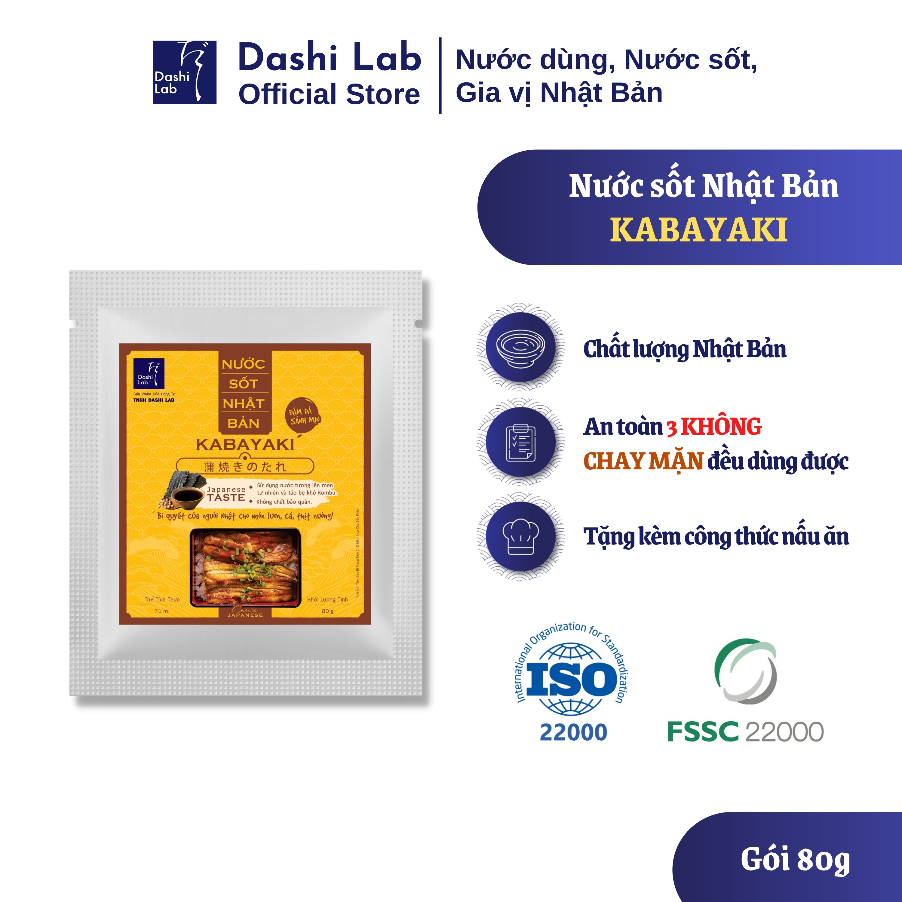 Nước Sốt KABAYAKI Nhật Bản Sốt Lươn Nhật Nướng Truyền Thống Kích Thích Vị Giác Chay Mặn Đều Dùng Được DASHI LAB Gói 80g
