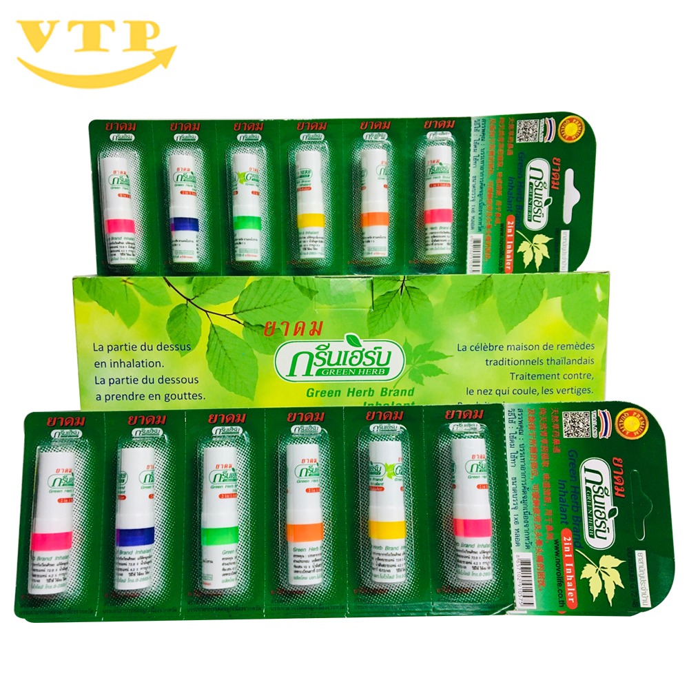 Combo 6 ống hít mũi hai đầu green herb brand 2g thái lan
