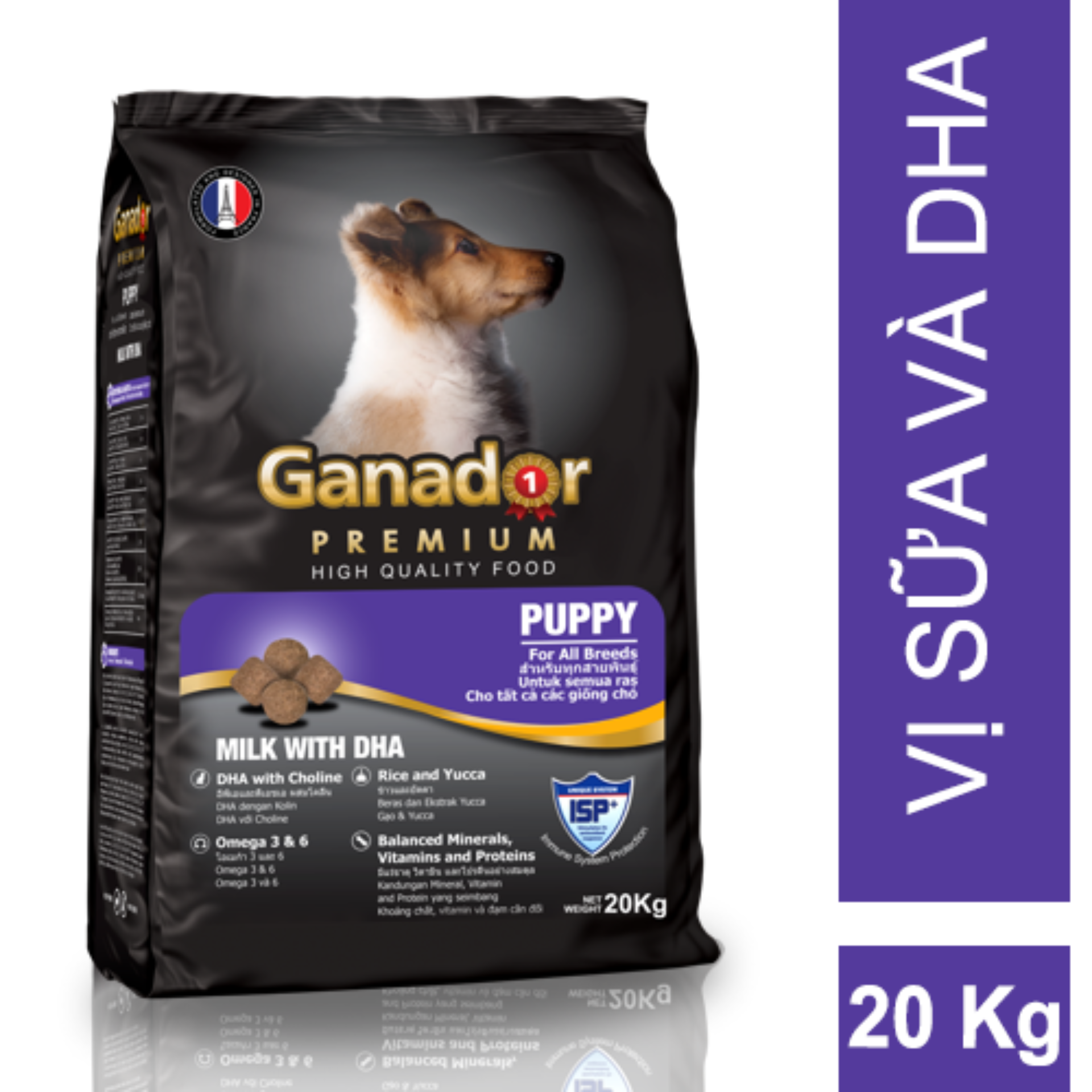 Thức ăn cho cún cưng ganador vị sữa & dha puppy milk with dha 20kg