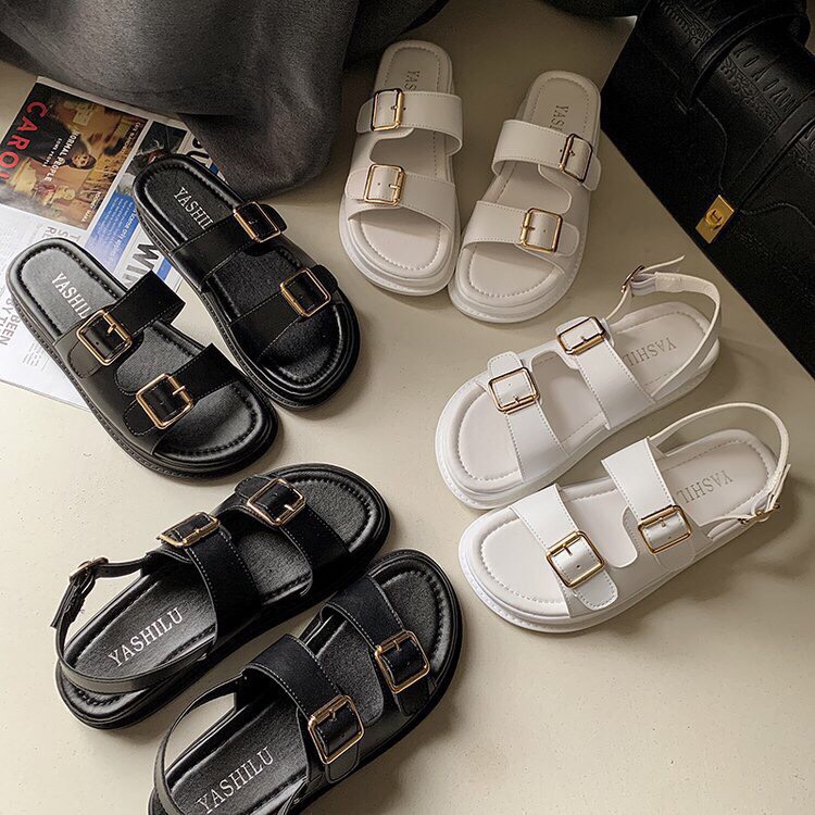 Sandal nữ 2 quai khoá vuông đế 3cm