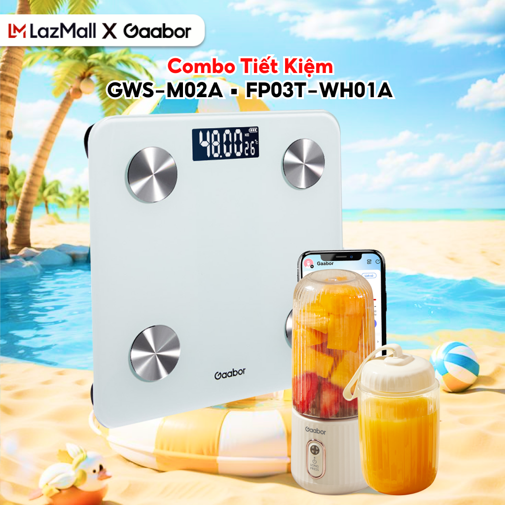 Combo of 279 Portable Blender Cups for Taking to Work, Gym Fp03T-Wh01A and Electronic Health Scale with Tempered Glass App Gws-M02A - Genuine 1-for-1 Warranty