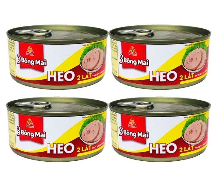 Combo 4 Hộp Heo Hai Lát 3 Bông Mai Vissan Hộp 150g cam kết date mới nhất
