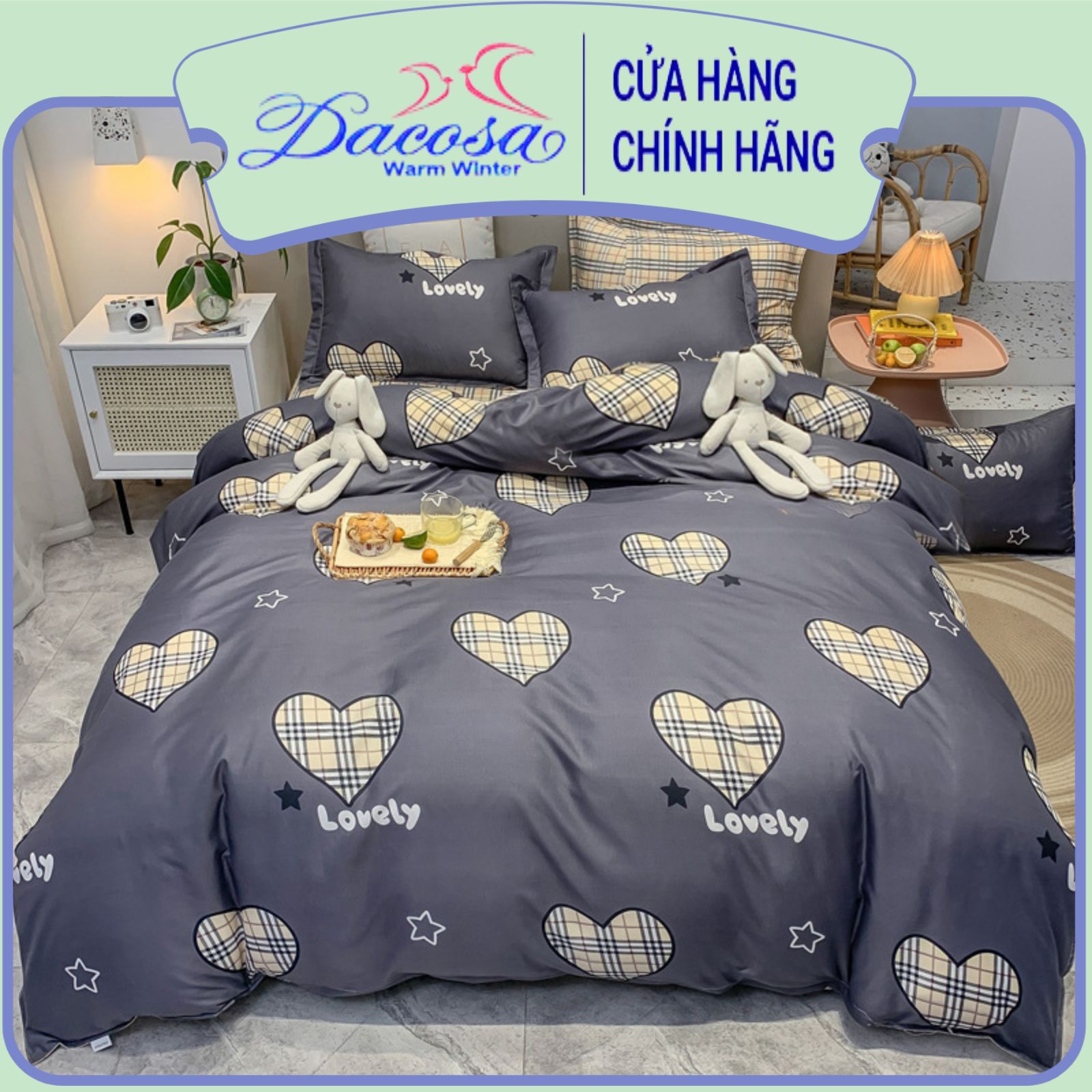 Bộ chăn ga gối siêu đẹp vỏ chăn phong cách Hàn Quốc sử dụng 4 mùa