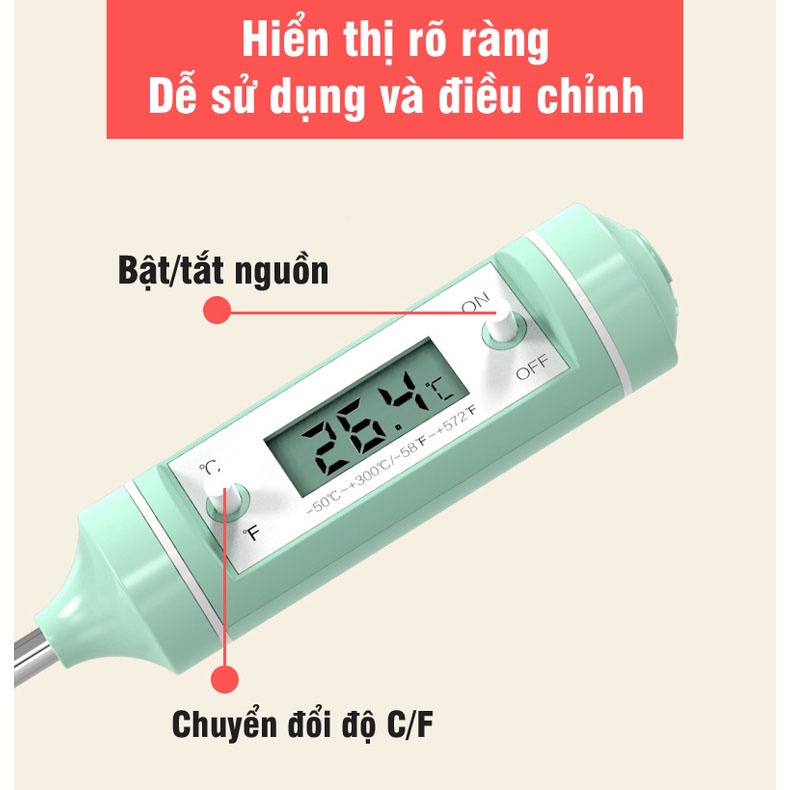 Nhiệt kế điện tử Misuta đo nhiệt độ nước, sữa và thức ăn