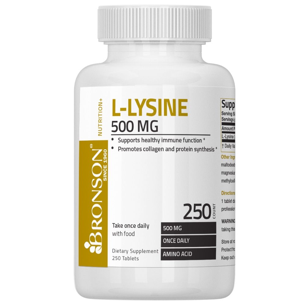 Organic l - lysine 500mg - 250 viên mỹ - hỗ trợ hệ miễn dịch tăng sức đề kháng