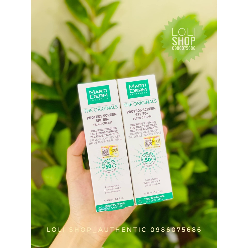 Martiderm kem chống nắng phổ rộng marti derm the originals proteos screen spf 50+ fluid cream 2ml 40ml