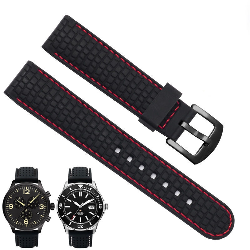 Dây đeo đồng hồ silicon thay thế cho nam Casio Tissot Mido Citizen 20 22 24mm dây cao su đen dành cho nam Dây Đeo Đồng Hồ Bằng Da Thật Dây đồng hồ da cao cấp