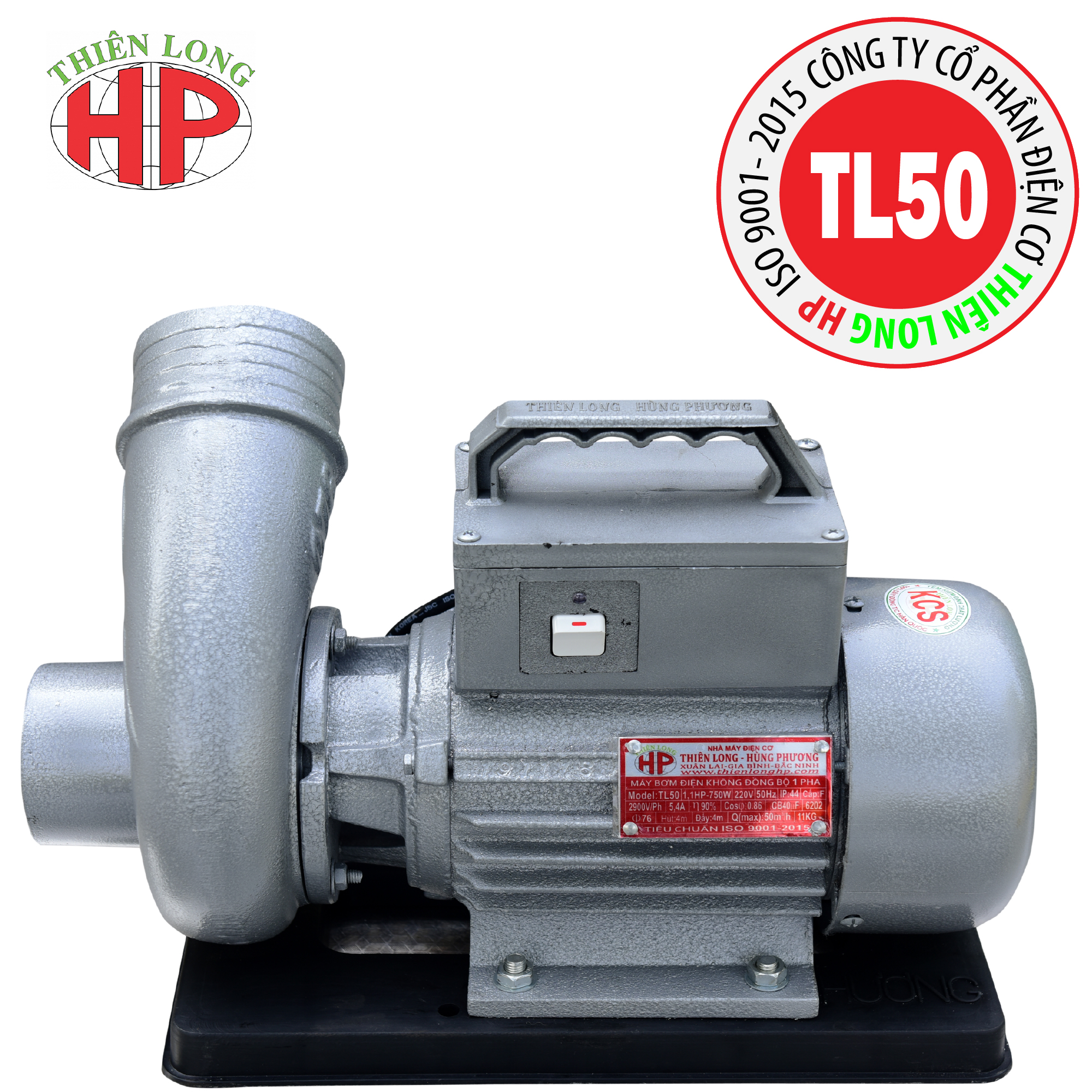 Combo Máy bơm Thiên Long 1HP-0.75 kw kèm chõ nhựa phi 75 , bơm tát ao, bơm sục khí Thiên Long Hùng Phương Bắc Ninh siêu bền, mát máy, phụt xa