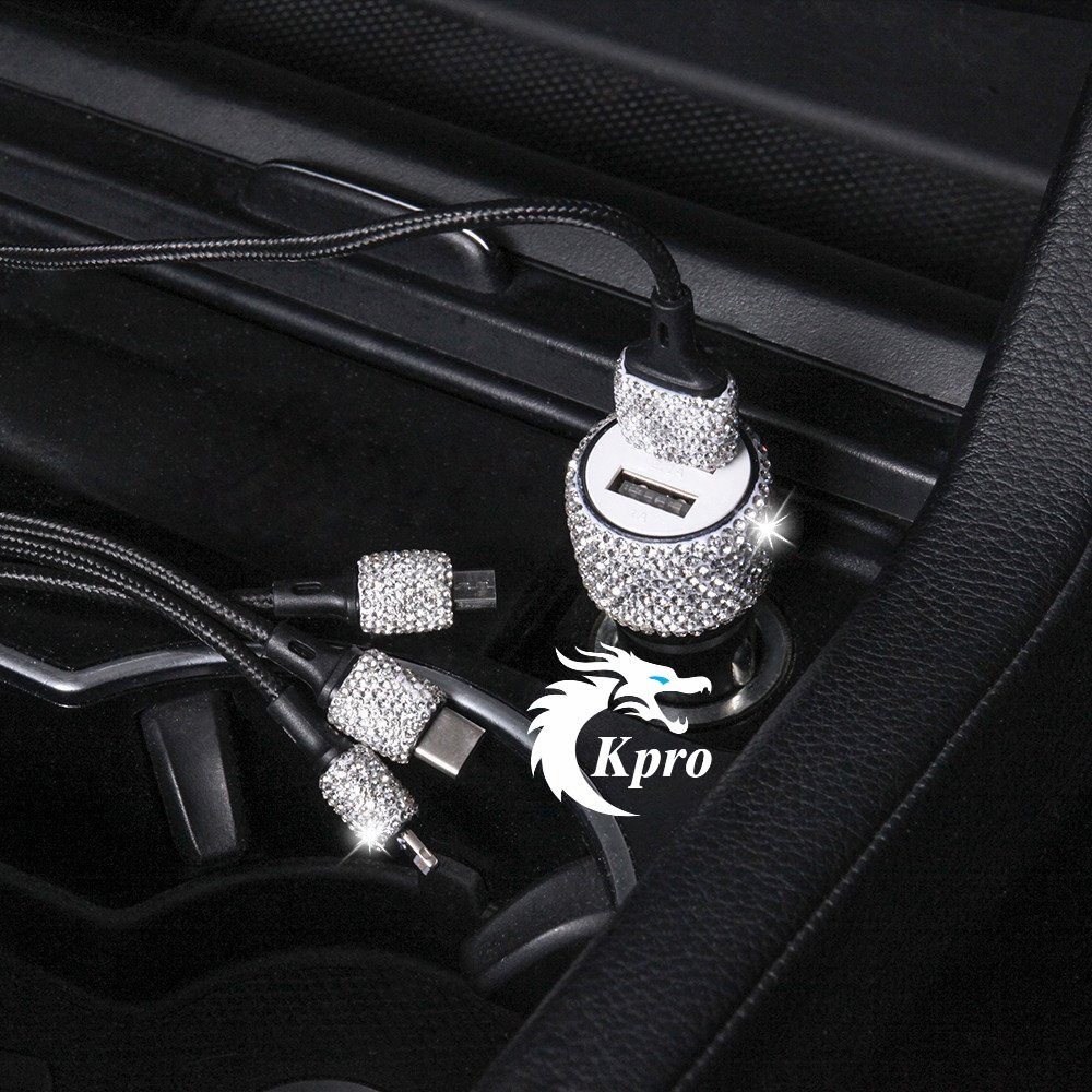 Tẩu sạc ô tô đính đá - Hàng Kpro chất lượng cao