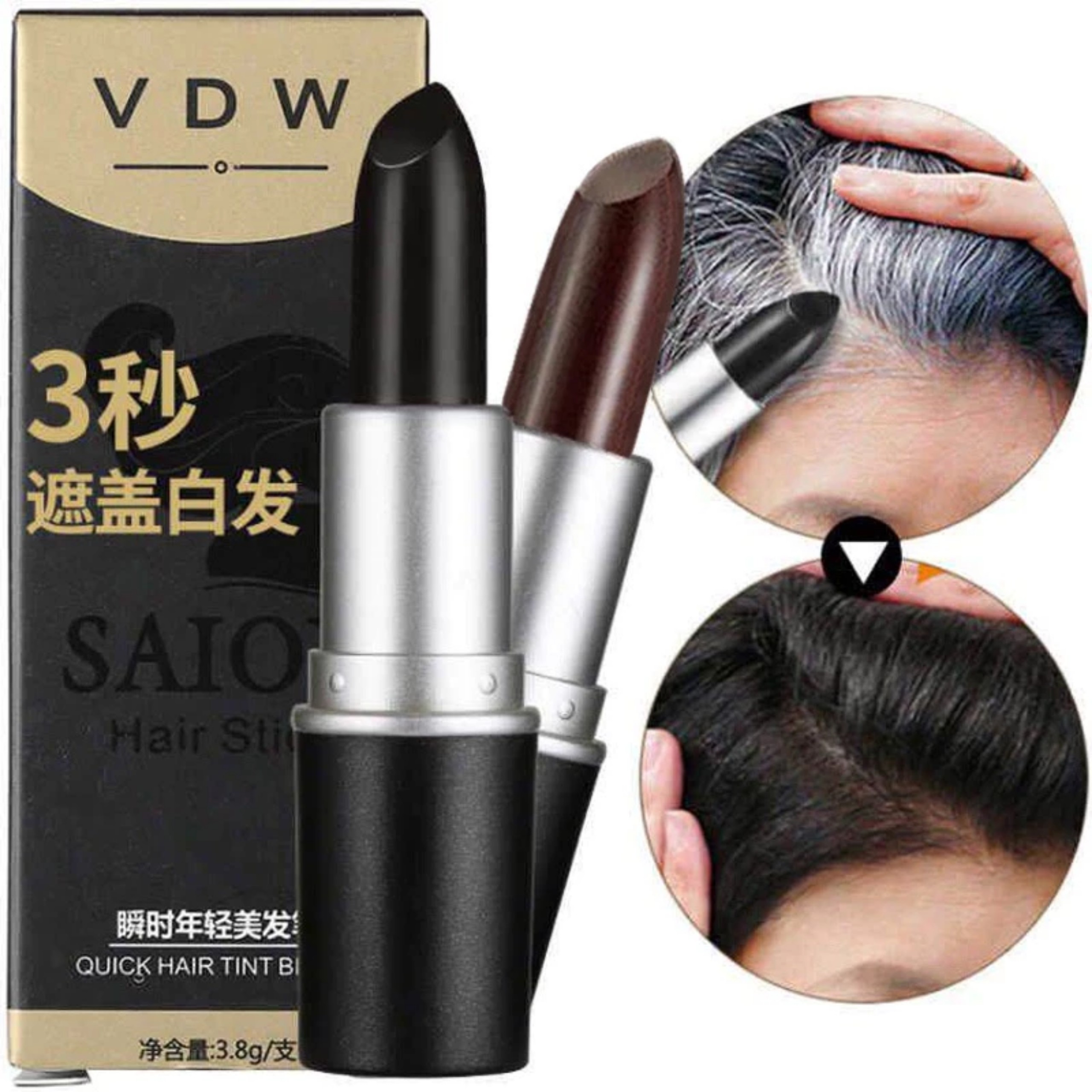 Son nhuộm tóc bạc thành đen, che phủ tóc bạc tạm thời vdw 2.
