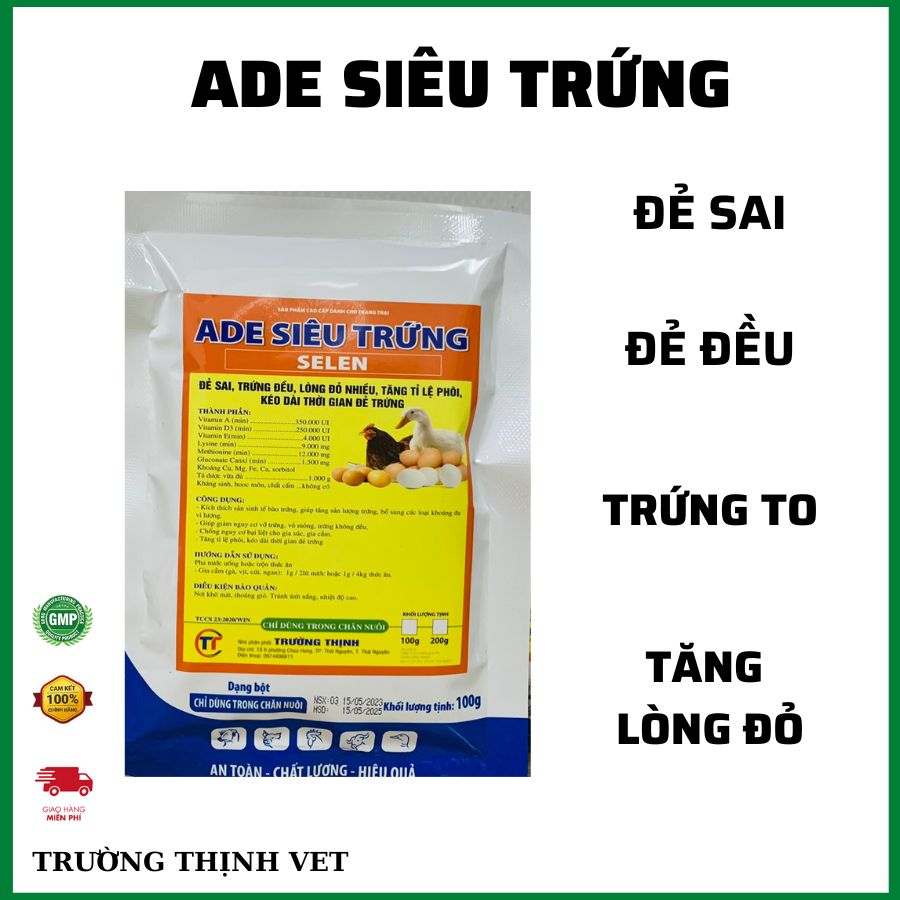 "hoàn tiền đến 10%" ade tăng trứng gà vịt ngan cút gói 100gr