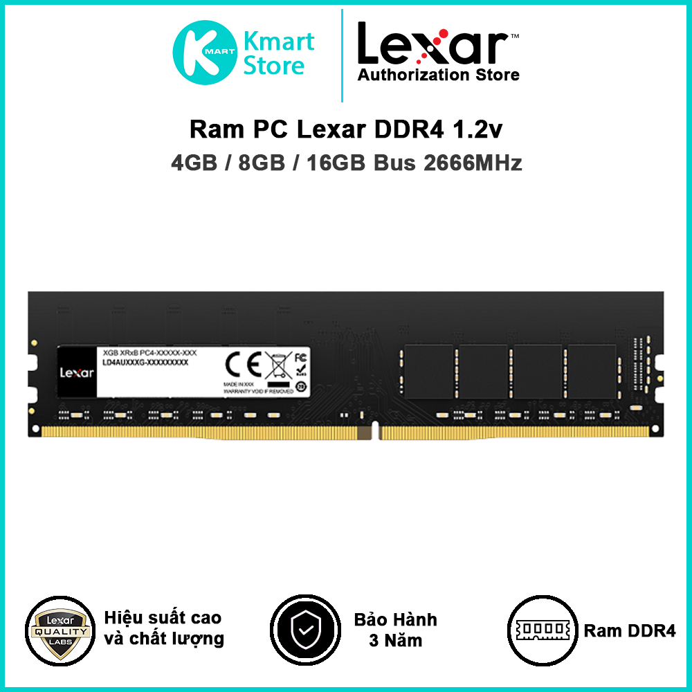 Ram máy tính PC Lexar DDR4 2666MHz 1.2v 4GB 8GB 16GB - Hàng Chính Hãng