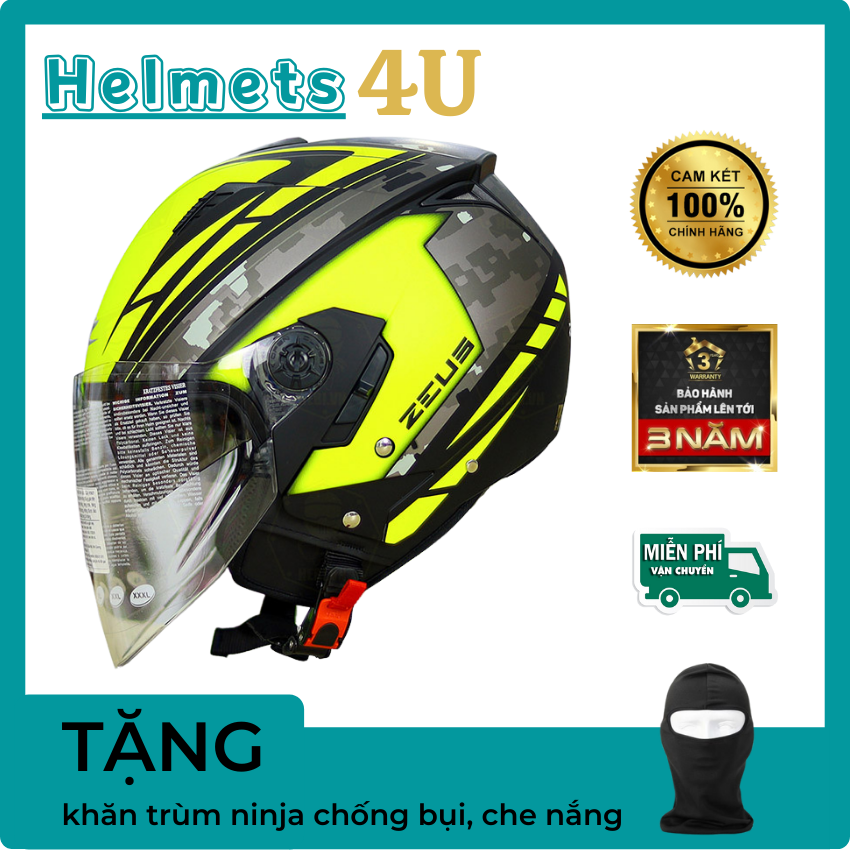 Mũ Bảo Hiểm 3/4 2 Kính Zeus 205 Chính Hãng - Helmets 4U