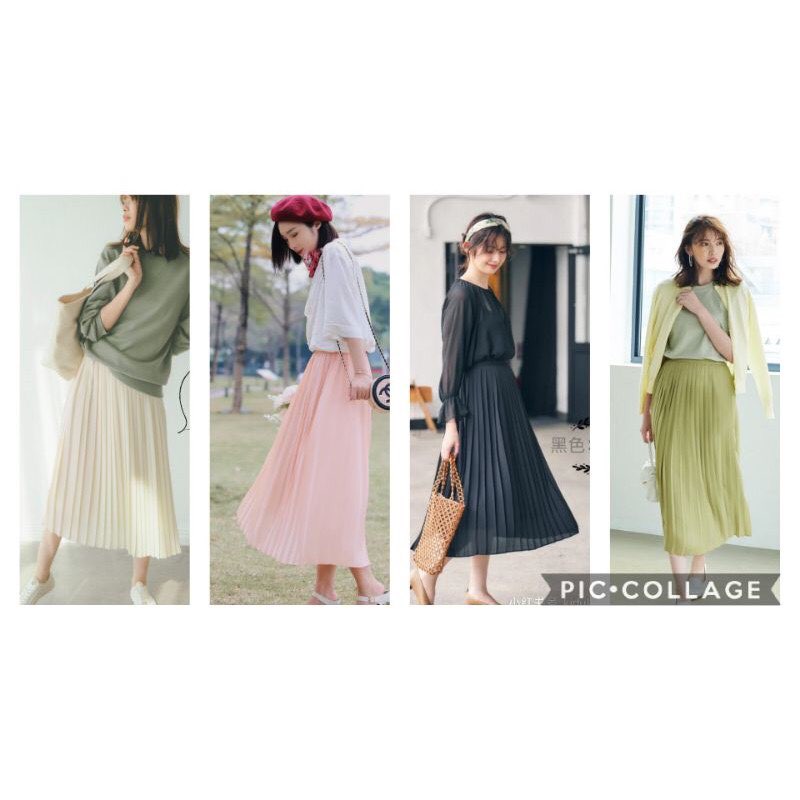 Chân váy xoè xếp ly vải chiffon 2 lớp cạp chun dáng midi