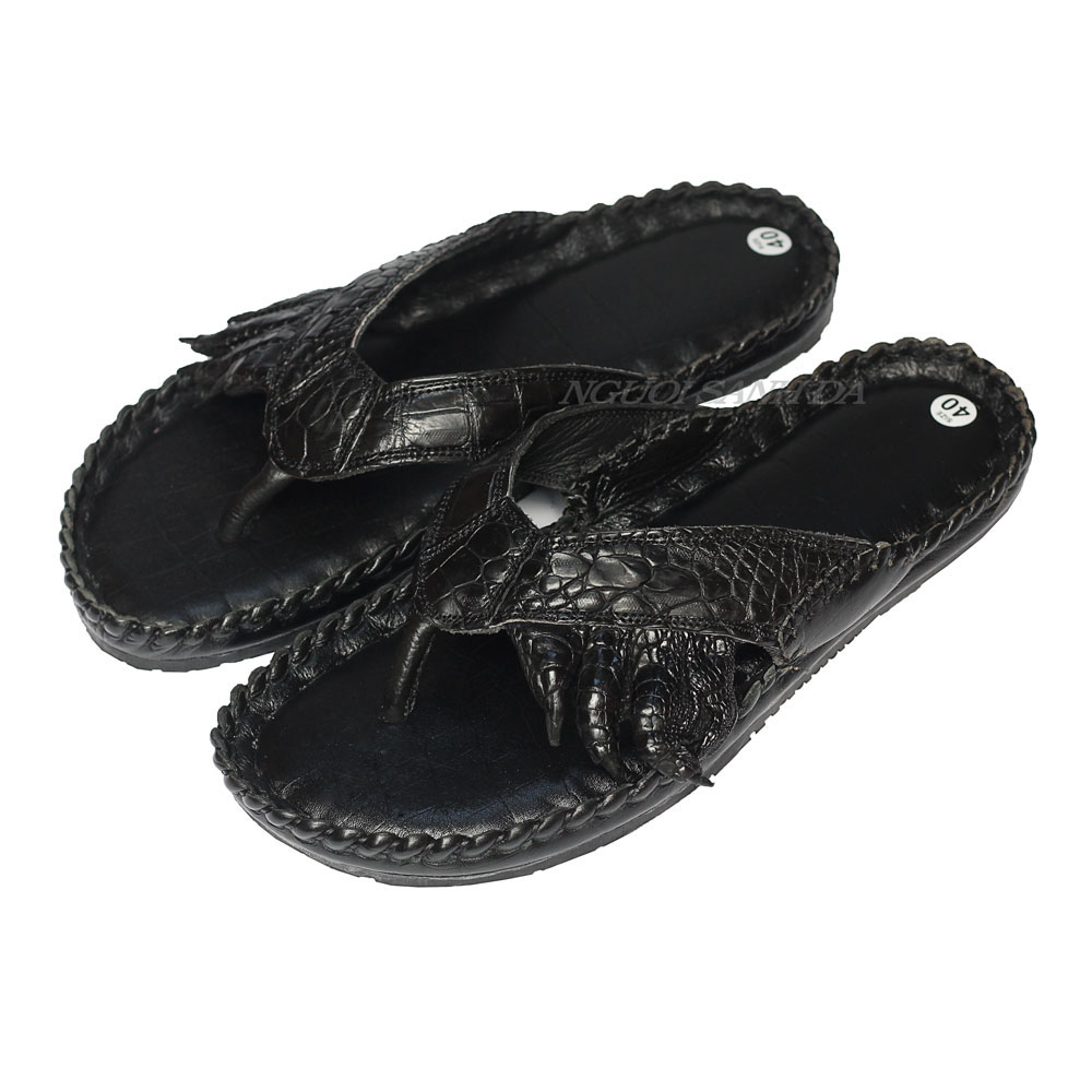 Dép kẹp da cá sấu thật đan viền, Dép da cá sấu xịn DCS-706 Người Sành Da - Bảo hành 6 tháng, [TẶNG KÈM MÓC KHÓA CHÂN CÁ SẤU]