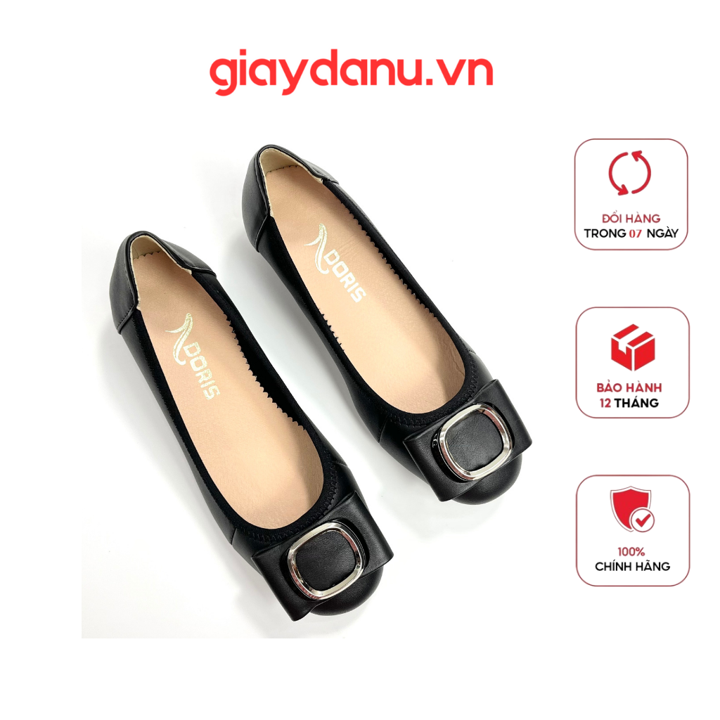 Giày búp bê đế xuồng 3cm da thật khoá tròn 303- form chuẩn- có bảo hành.