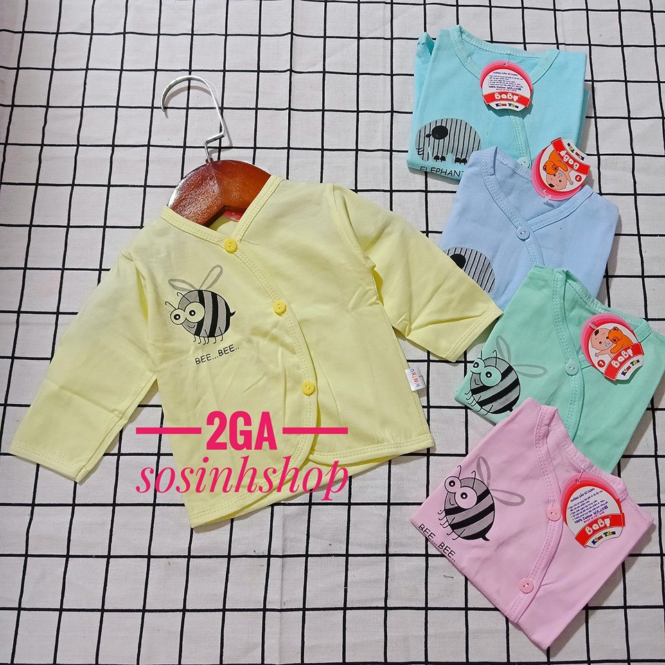 [Hoàn Tiền 10%]Áo sơ sinh dài tay khuy giữa