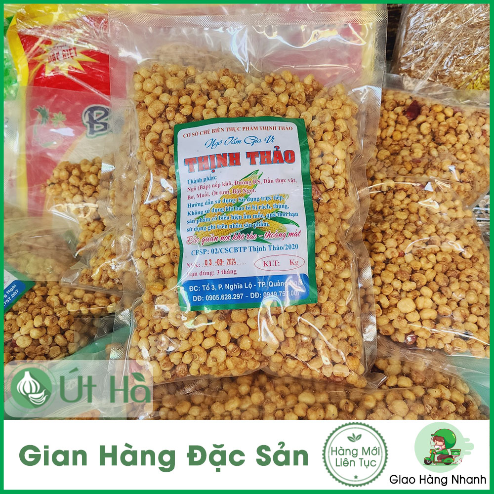 Bắp Rang Giòn Mặn Tỏi Ớt Quảng Ngãi Bịch 0.5kg Món Ăn Vặt Giòn Ngon Hết Ý - Út Hà Đặc Sản