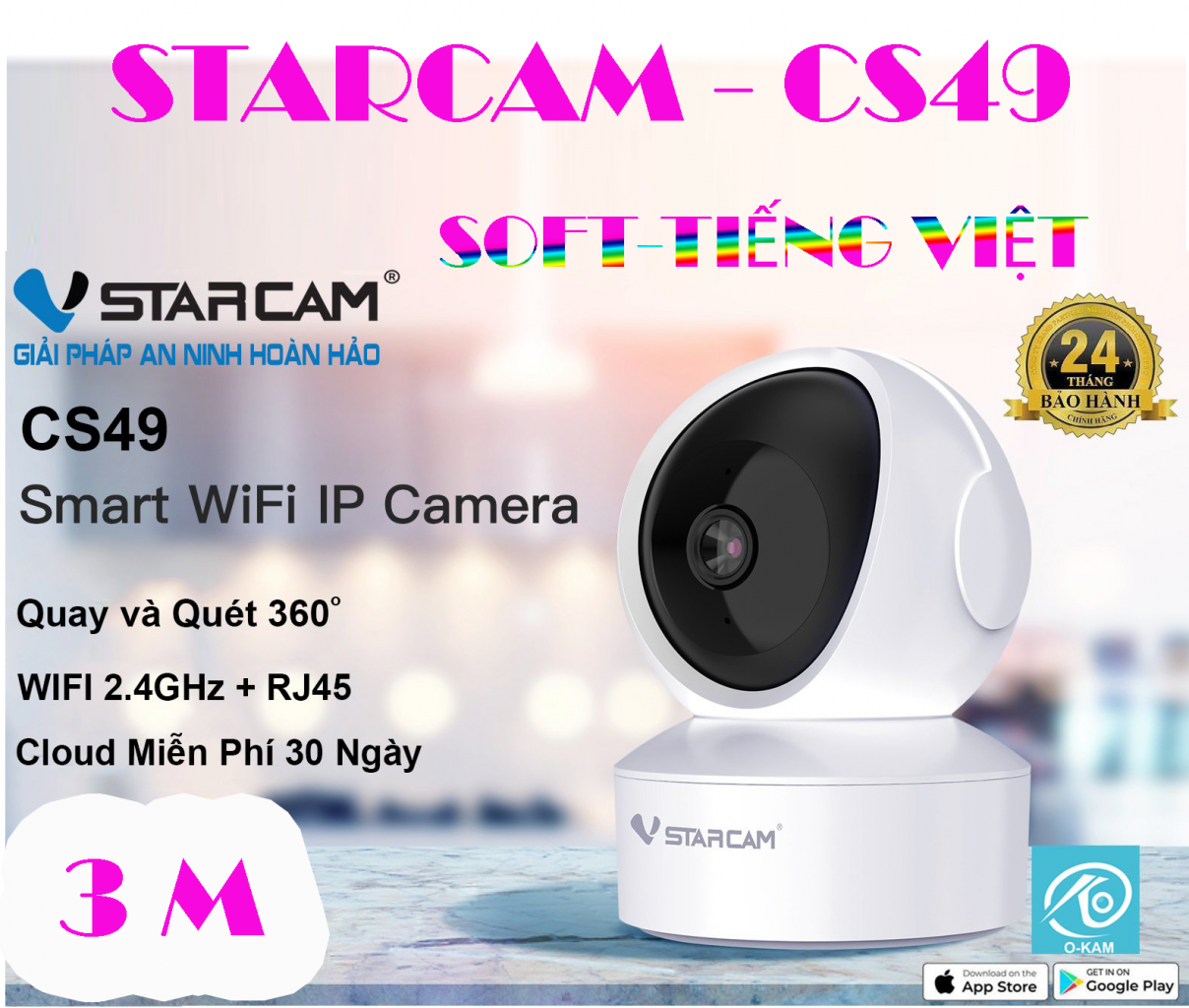 CAMERA IP WIFI STARCAM CS49 , 3.0MP/4MP , ĐÀM THOẠI , CÓ LAN , HỒNG NGOẠI 10M ....