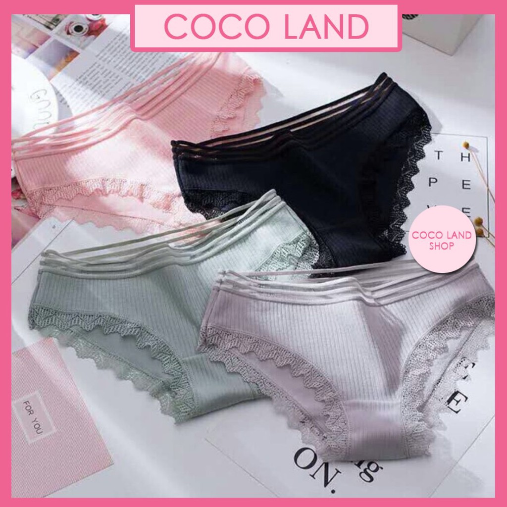quần lót tăm tre viền ren, Quần lót nữ vải ren mềm mại xuyên thấu gợi cảm -Quần Lót Gân Tăm Viền Ren Siêu Đẹp