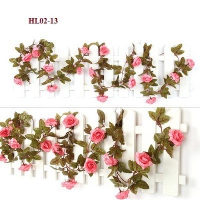 Hoa giả treo tường, dây hoa hồng leo cao cấp 17 bông tuyệt đẹp trang trí nhà cửa, giàn hoa ban công, hoa làm cổng cưới đẹp