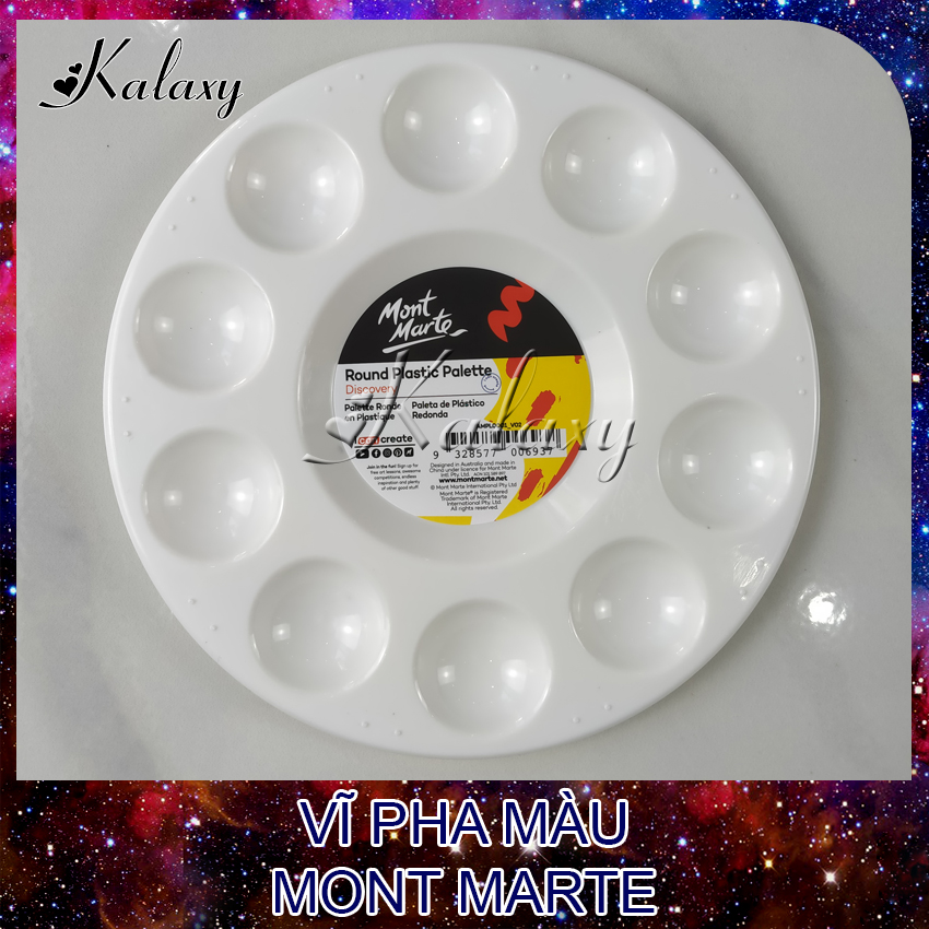 Dụng cụ pha màu, vĩ pha màu chính hãng Mont Marte, Round Plastic Palette AMPL0001, 17cm