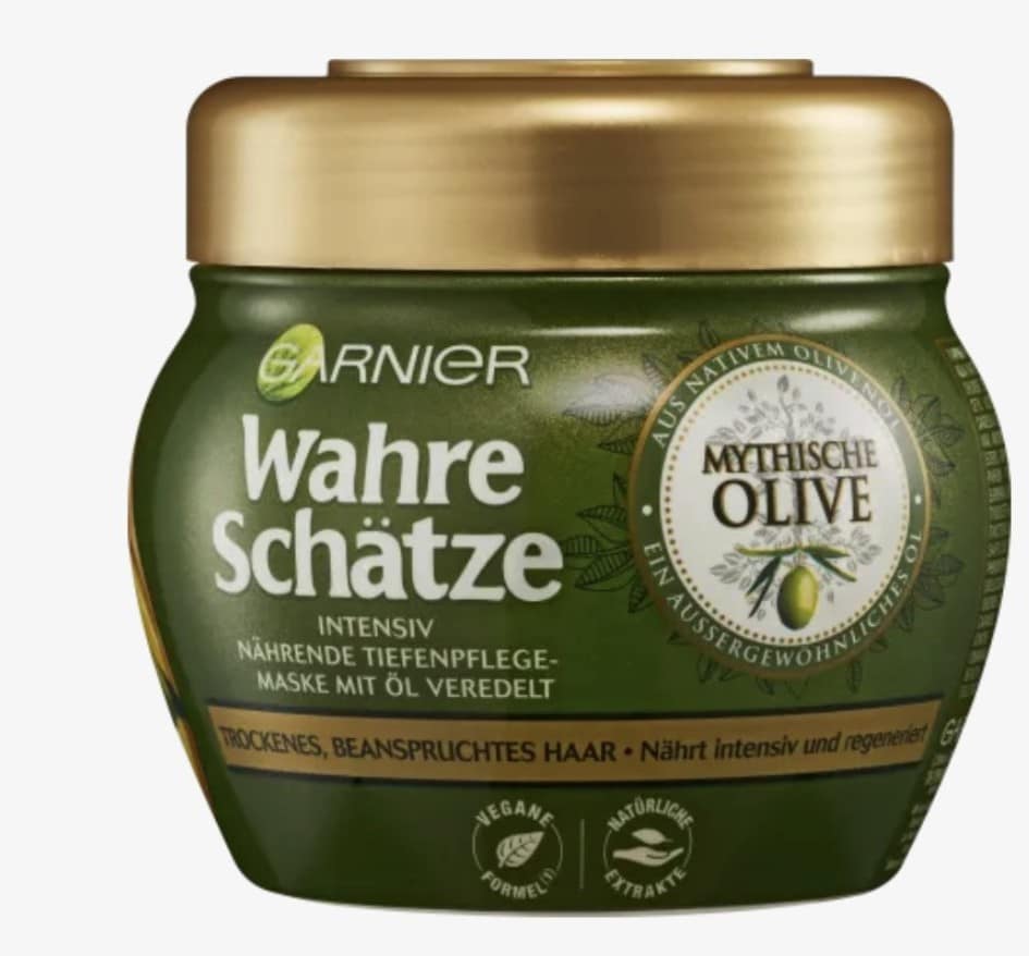 Mẫu mới Kem ủ tóc Garnier Wahre Schatze Mythische Olive cho tóc Khô và Xơ, 300 ml nội địa Đức