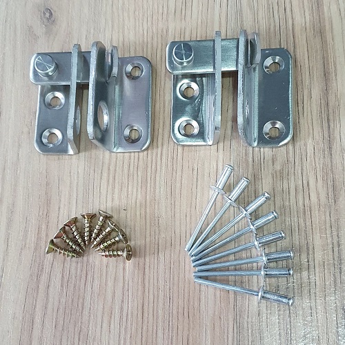 Bộ 2 Chốt Cài Móc Khóa Cửa Inox Gồm 4 Bản L Dày 2mm Kiên Cố Bền Bỉ Nhỏ Gọn Tặng Kèm Vít Và Rive Tiện Dụng