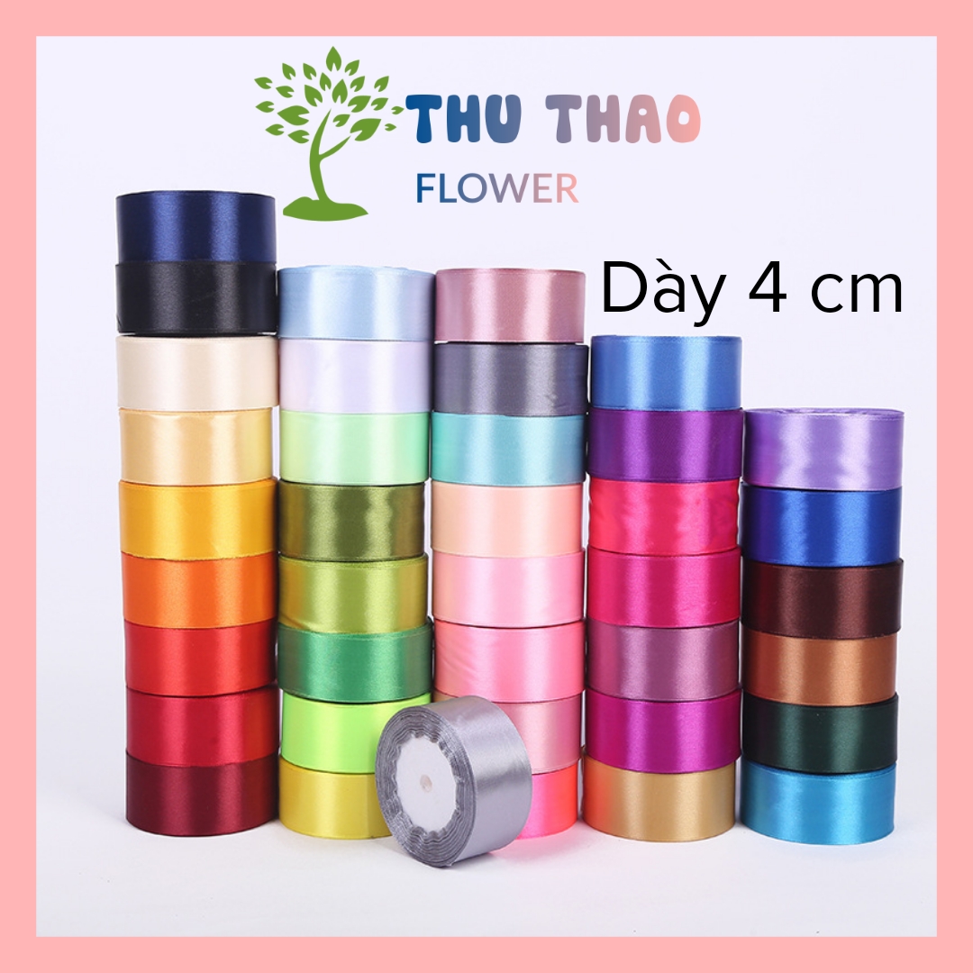 Dây ruy băng lụa 4cm, 2cm cuộn dài 22m làm hoa khô, nơ gói quà, phụ kiện sinh nhật