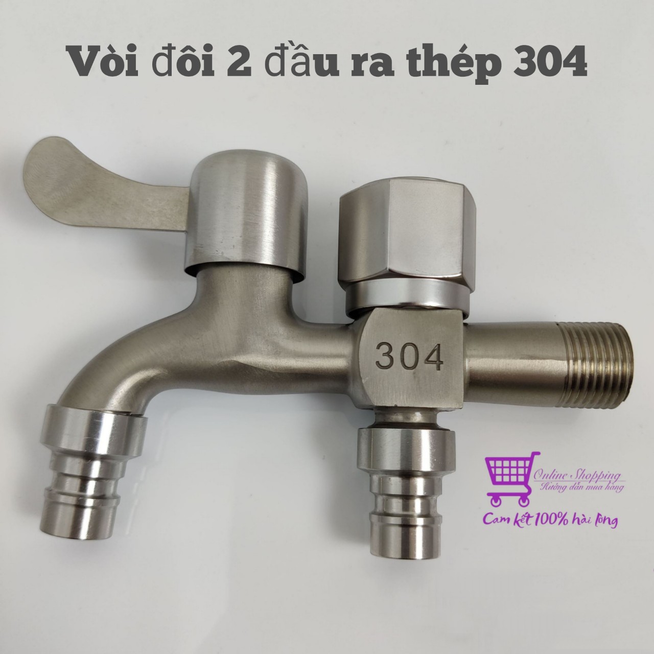 Vòi nước inox 304 chia 2 đầu ra độc lập tiện dụng - Vòi nước 2 đầu cho máy giặt chia nước thành 2 cổng